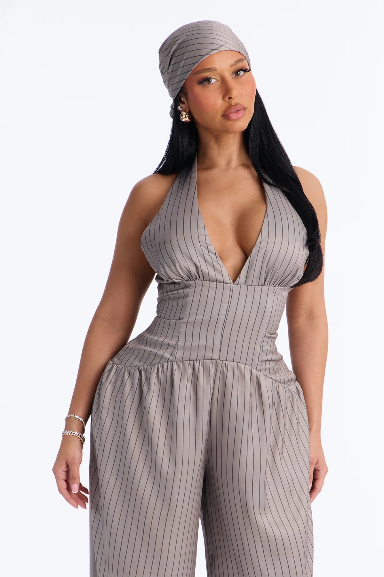Chantelle Satin 2 Piece Barrel Jumpsuit - Beige - Image 2