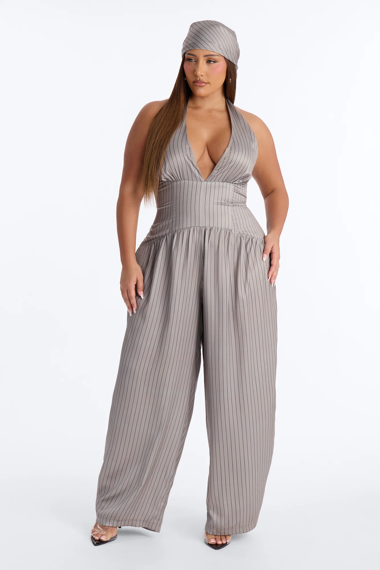 Chantelle Satin 2 Piece Barrel Jumpsuit - Beige - Image 5