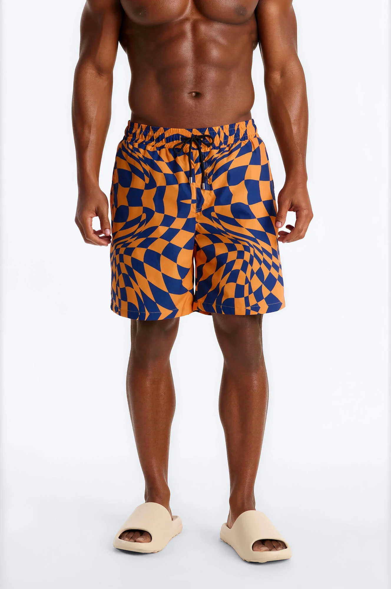 Checkered Daybreak Swim Trunk 7″ - Orange/combo - Image 2
