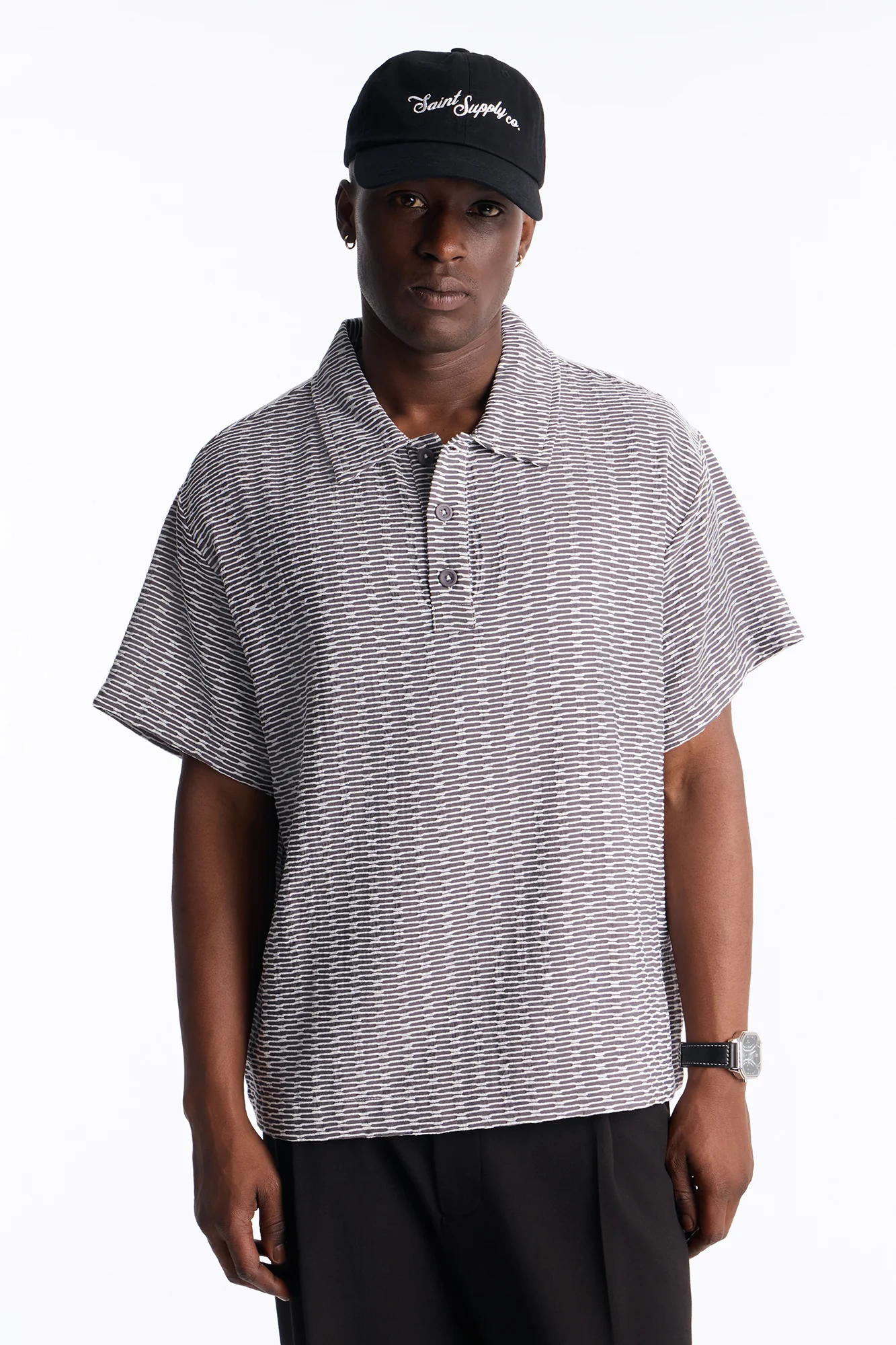 Chenille Terrace Textured Polo - Grey