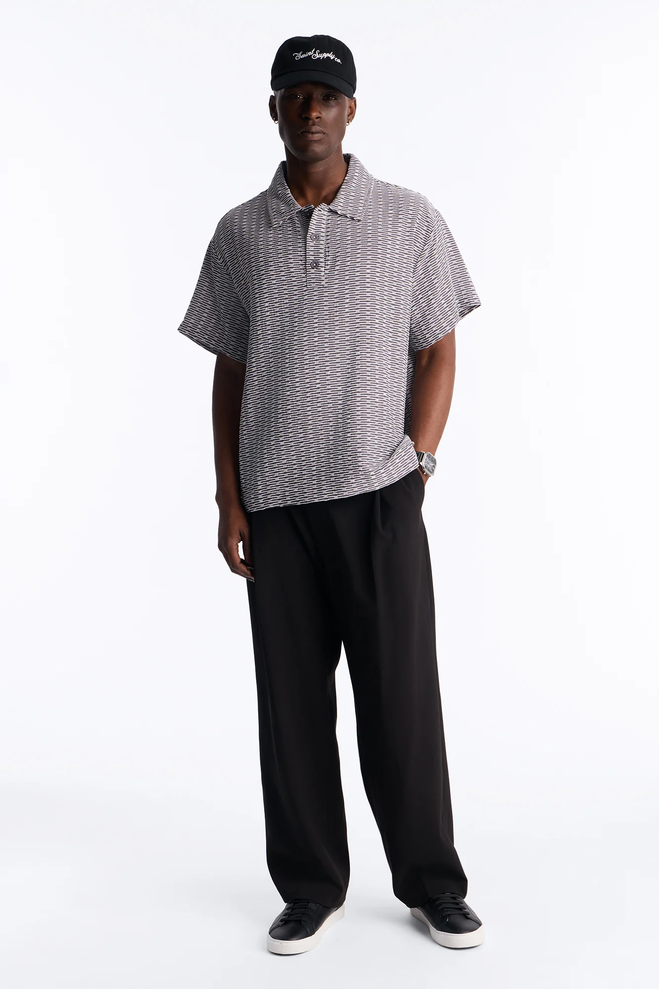 Chenille Terrace Textured Polo - Grey - Image 2