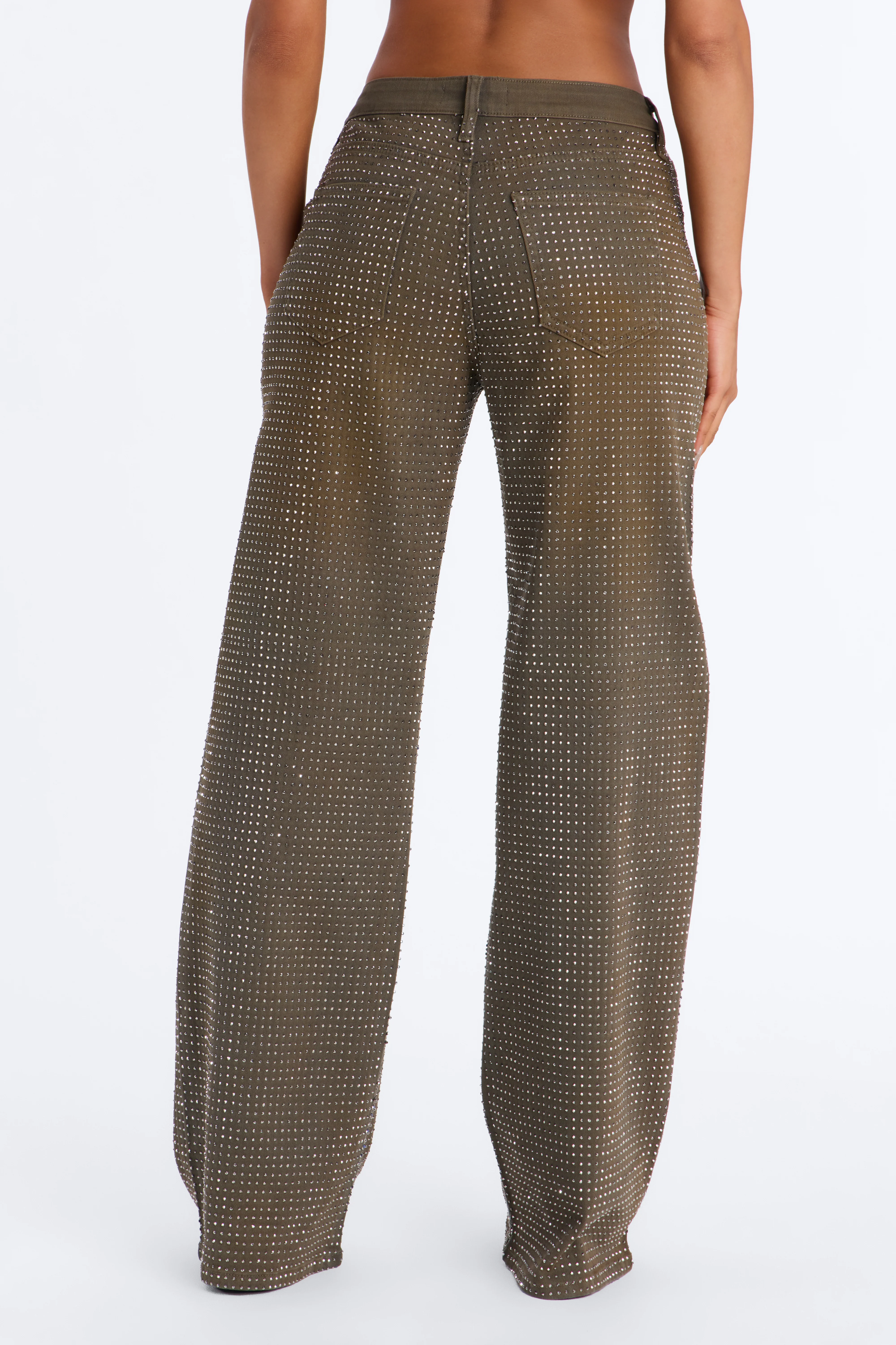 Cher Rhinestone Embellished Wide Leg Pant - Grey - Image 3