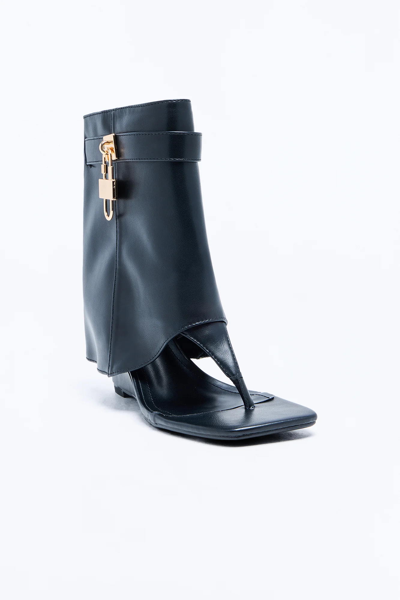 Cheri Thong Wedge Overlay Booties - Black - Image 2