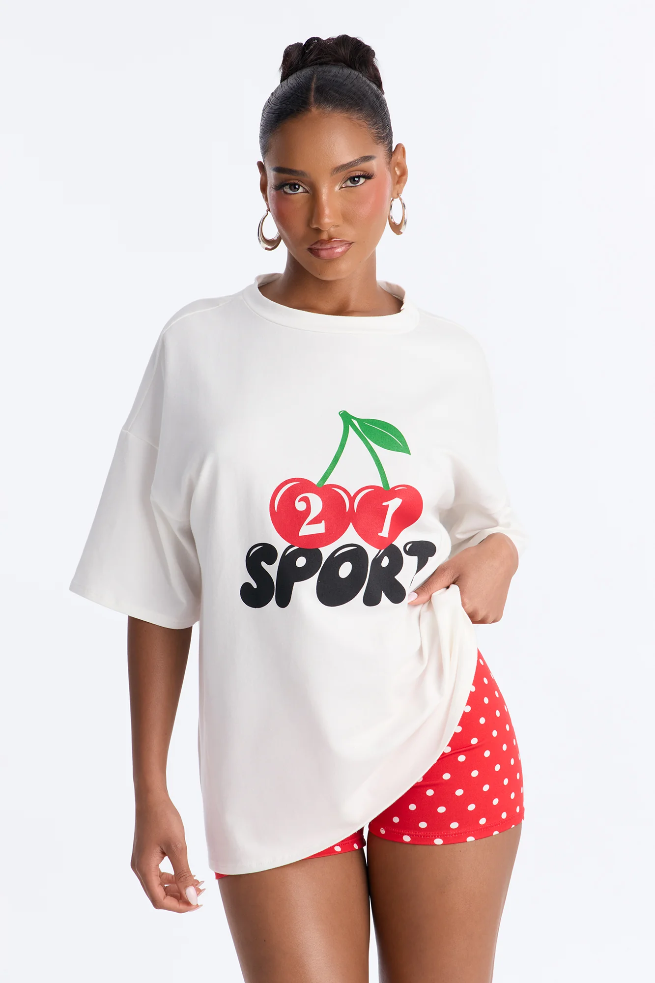 Cherry Play Polka Dot Biker Short Set - Red/combo - Image 2