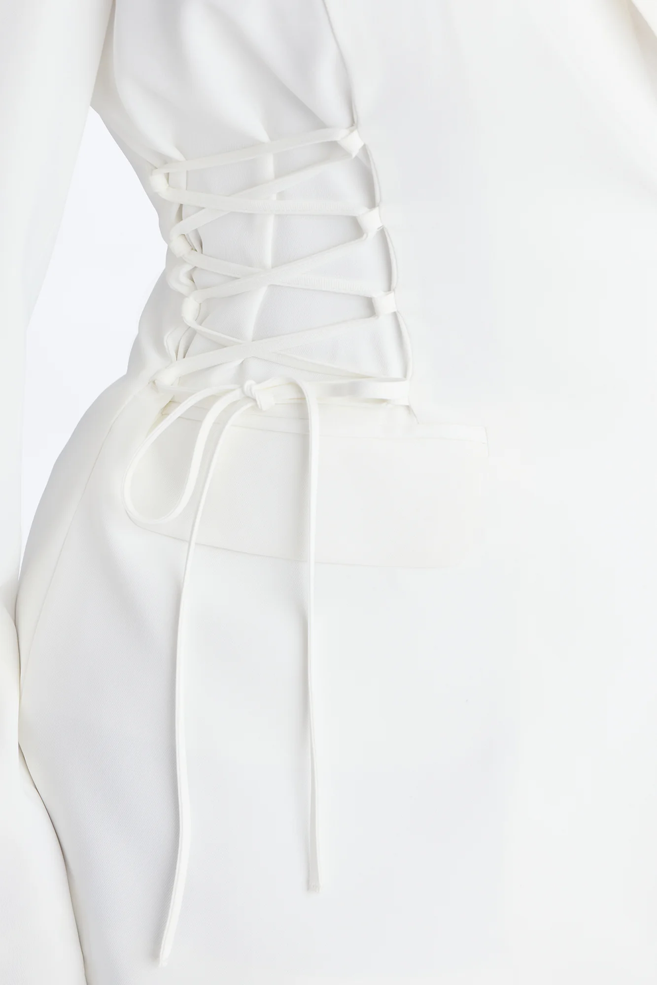 Cheyenne Crepe Woven Lace Up Blazer - Ivory - Image 9
