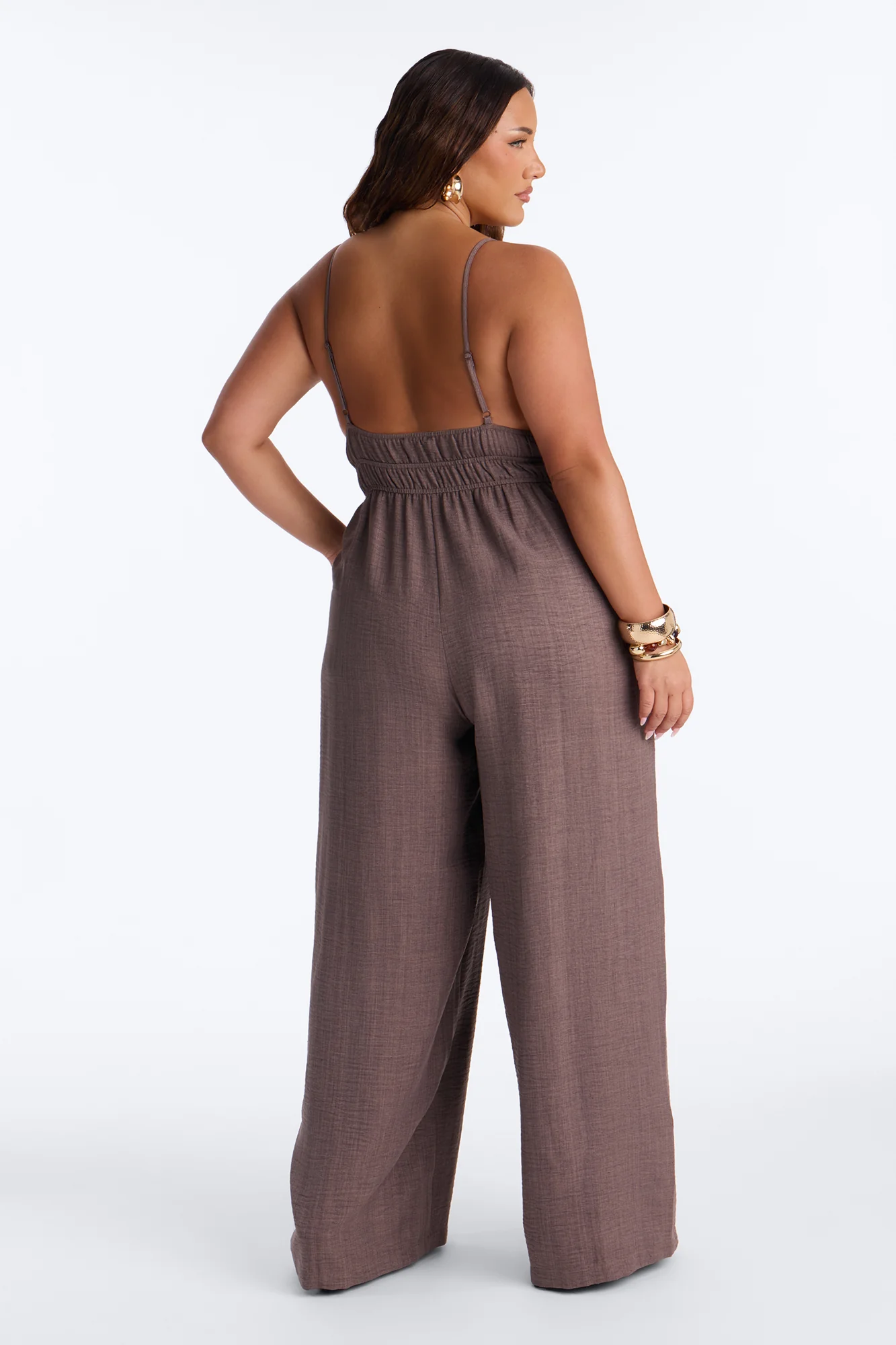 Chic To Brunch Wide Leg Jumpsuit - Brown - Image 8