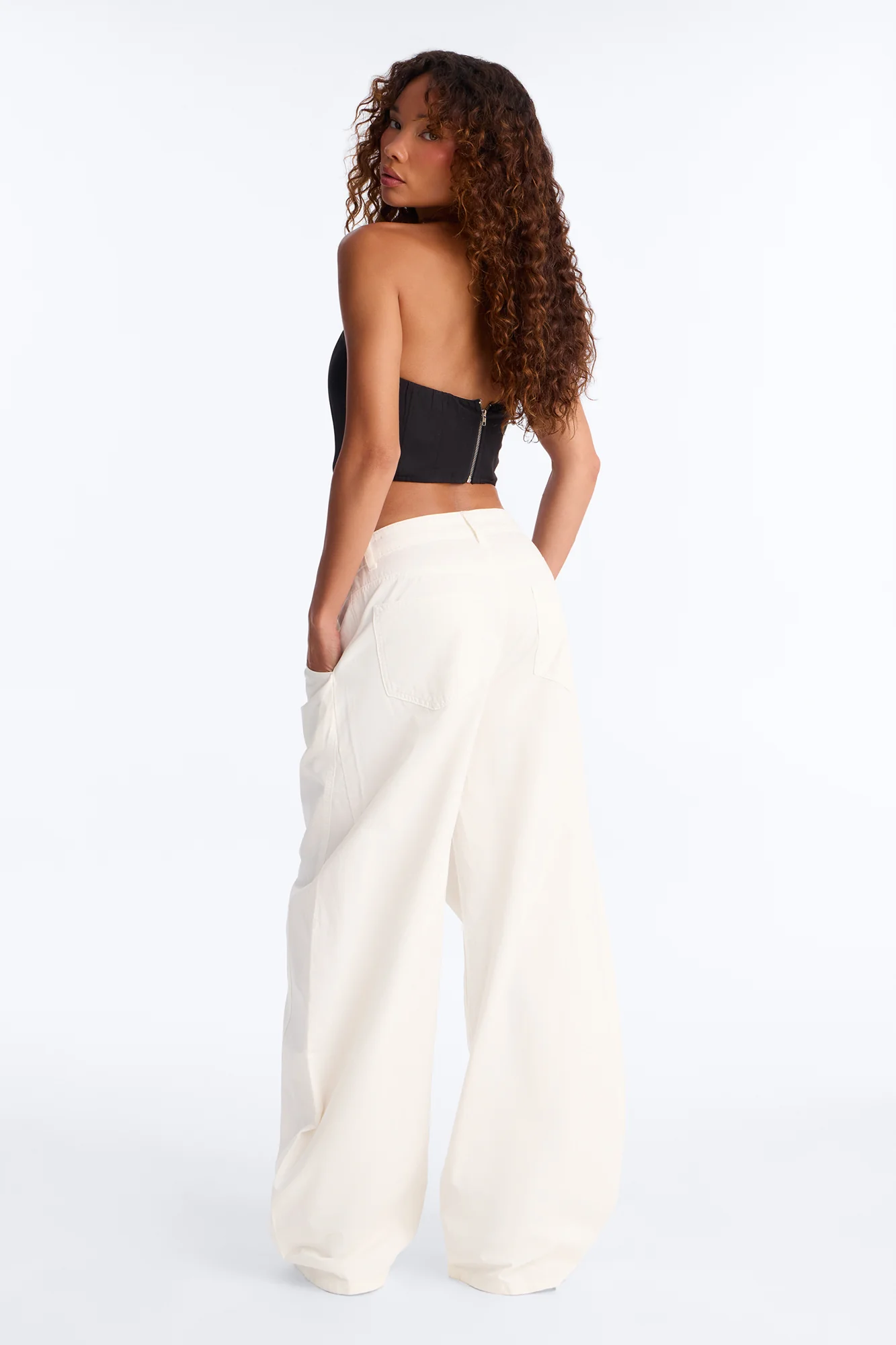 Chloe Barrel Leg Pant - Ivory - Image 4