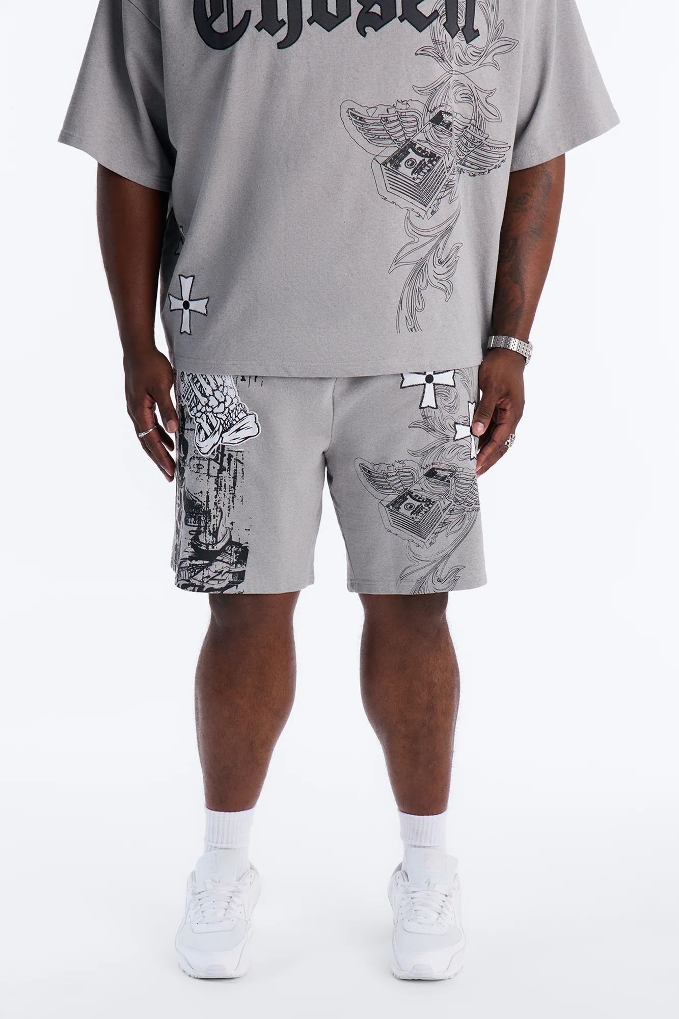 Chosen One Patch Relaxed Sweatshort - Grey - Image 5