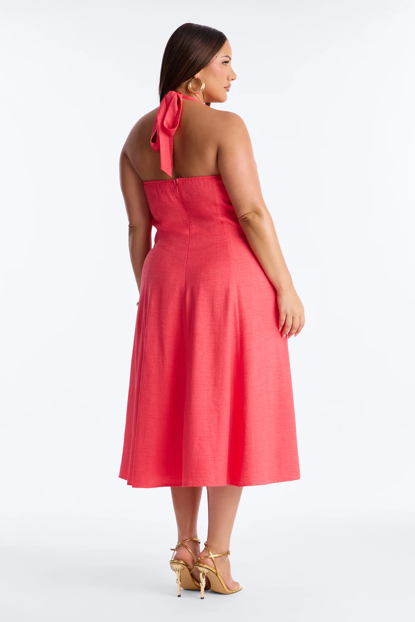 Christine Halter Midi Dress - Coral - Image 8