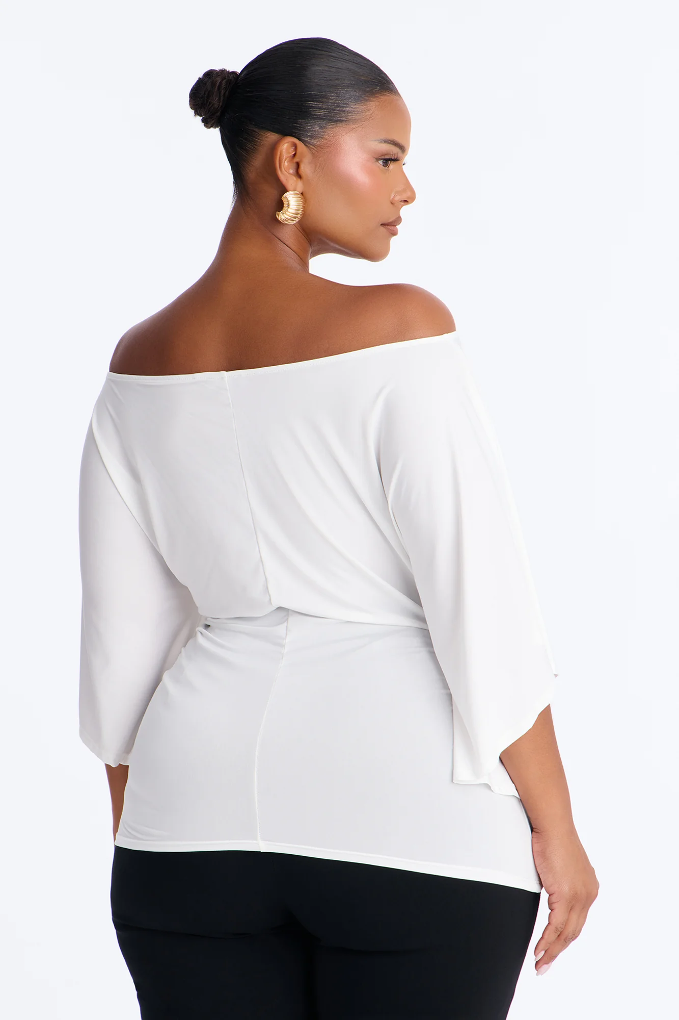 Cierra Cinched Waist Short Sleeve Top - White - Image 7