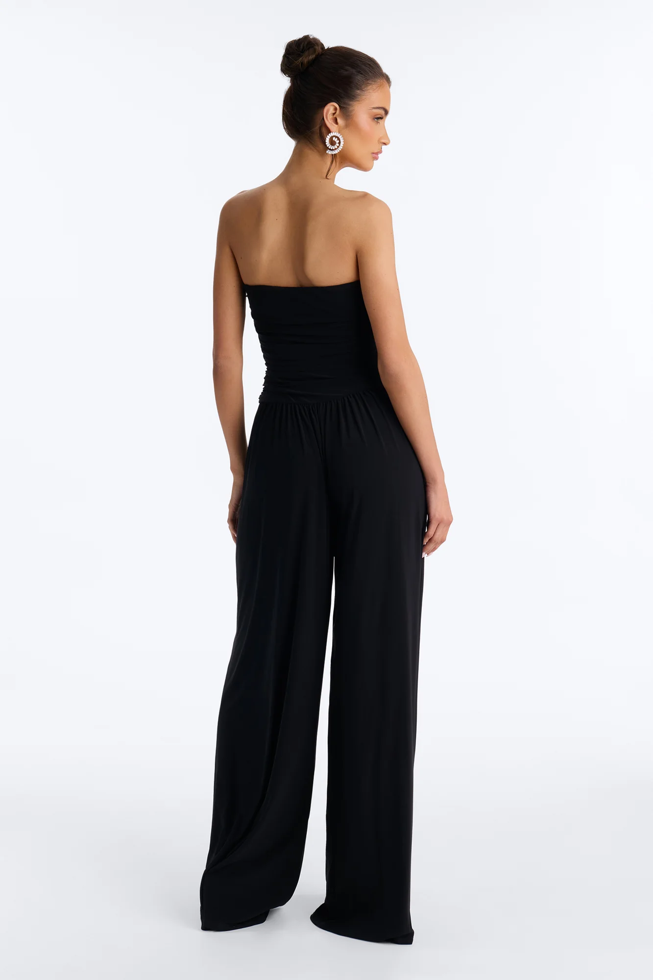 Cierra Ruched Strapless Jumpsuit - Black - Image 4