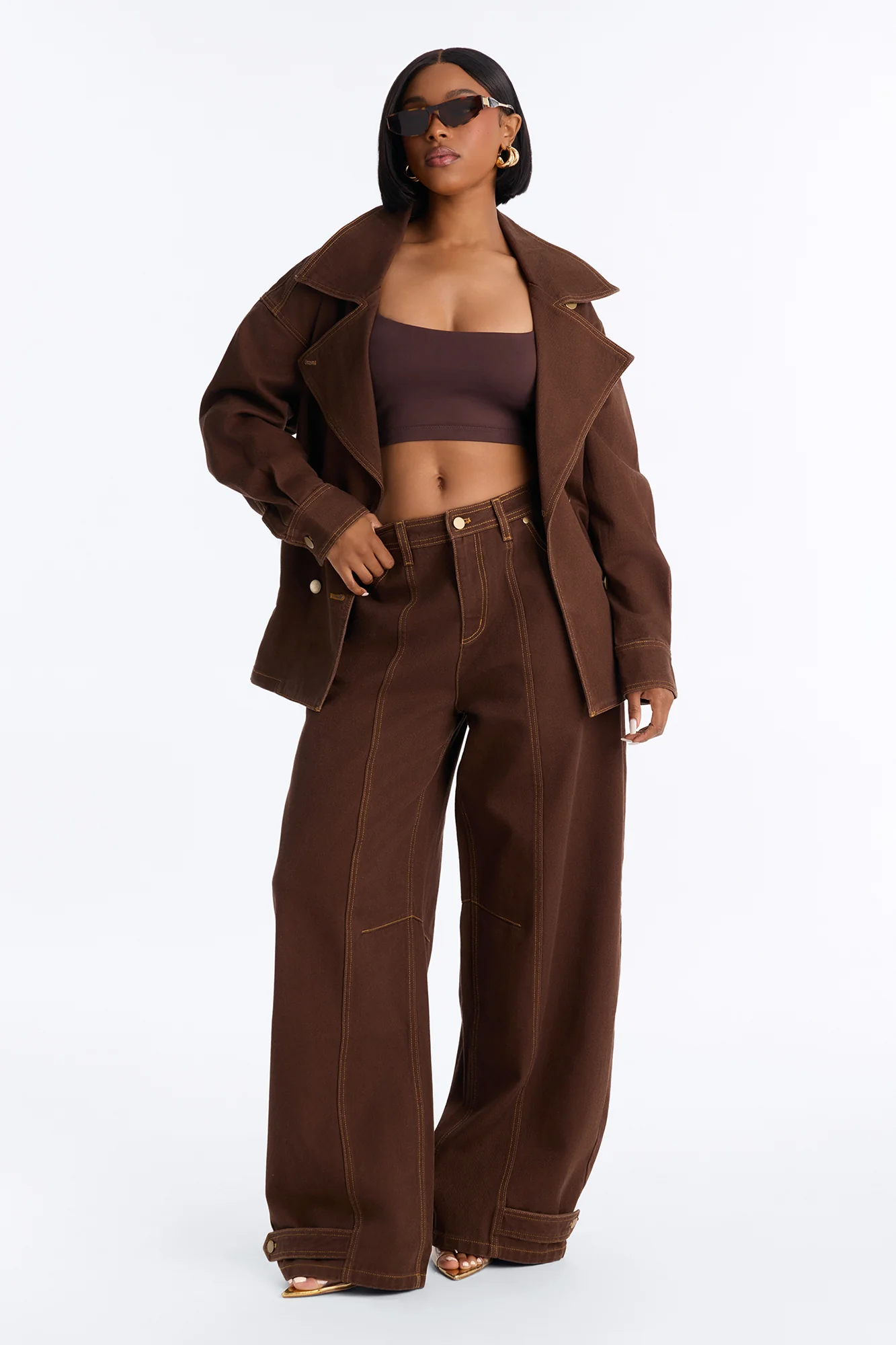 City Limits Barrel Leg Twill Pant - Brown - Image 2