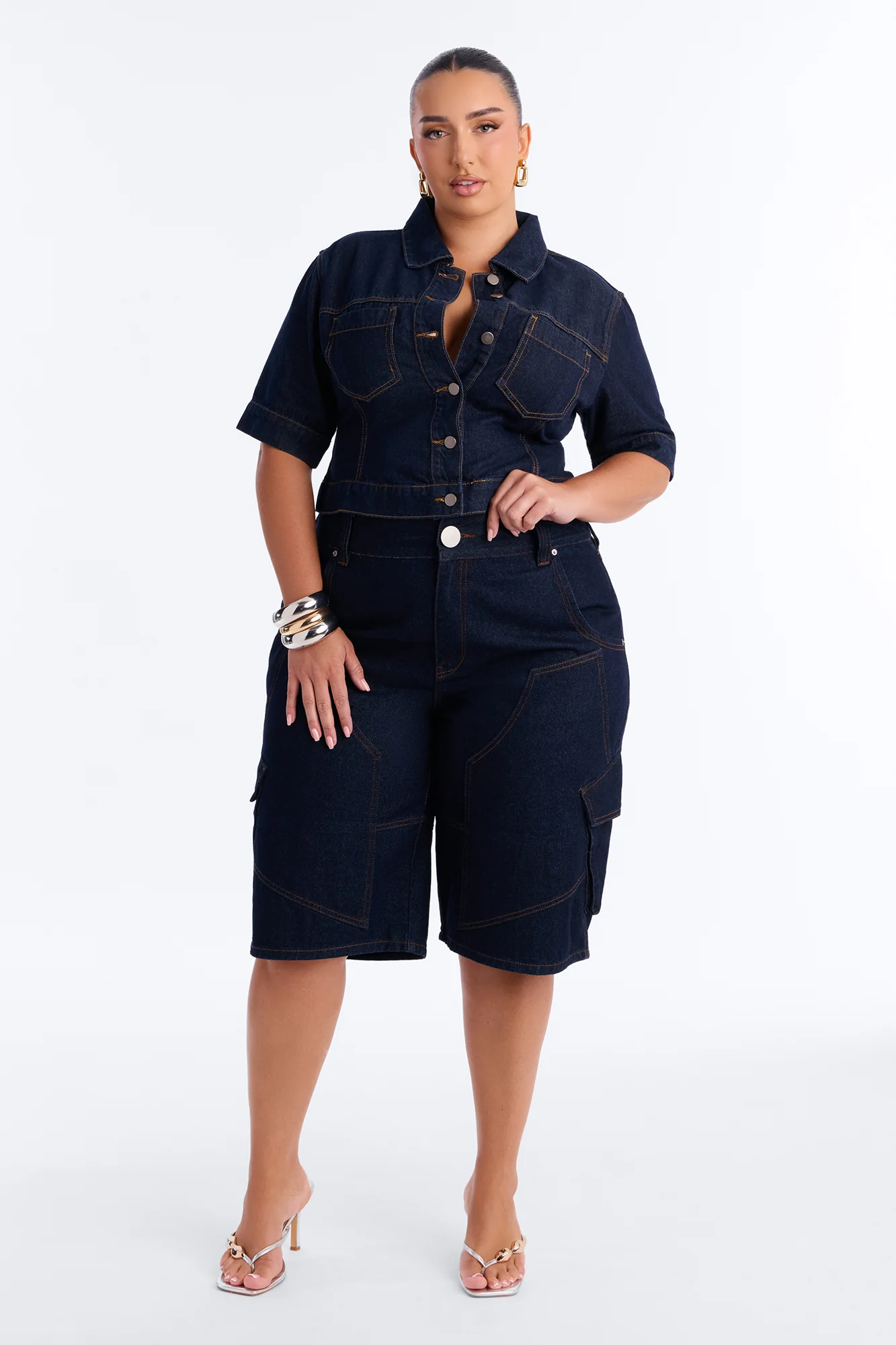 City Ready Short Sleeve Denim Shirt - Dark Wash - Image 6