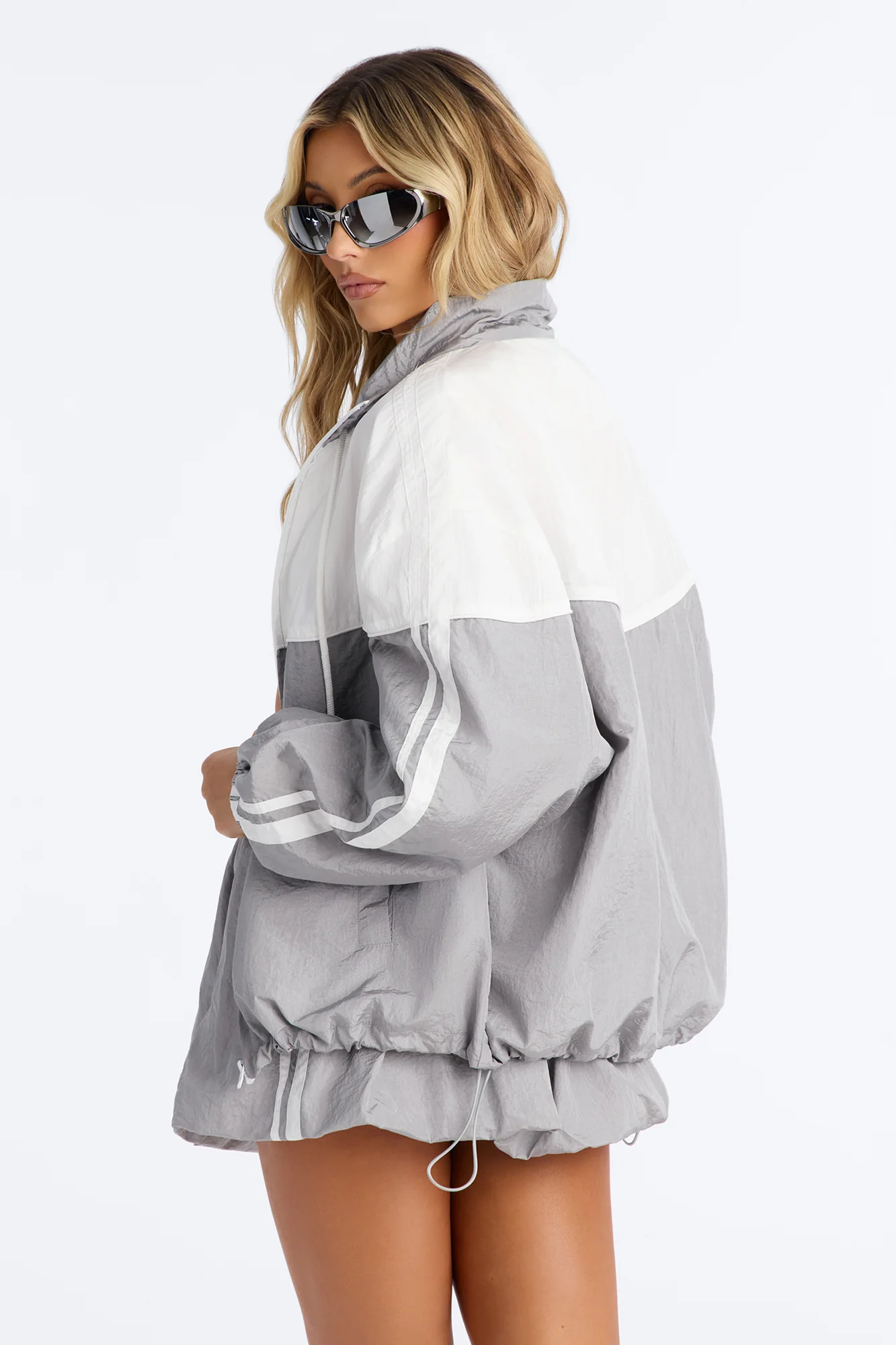 City Sprint Windbreaker Bubble Skirt Set - Silver/Combo - Image 4