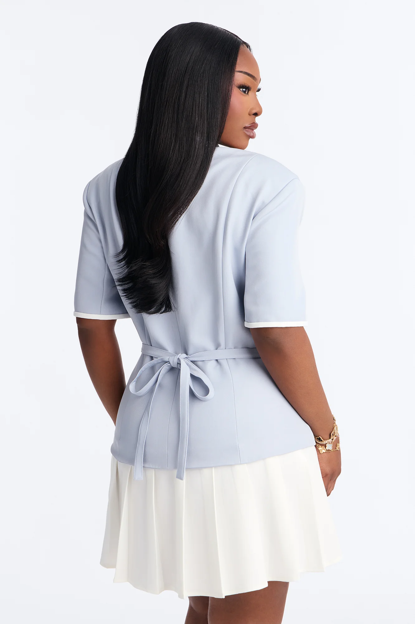 Claire Contrast Trim Mini Dress - Blue/combo - Image 8