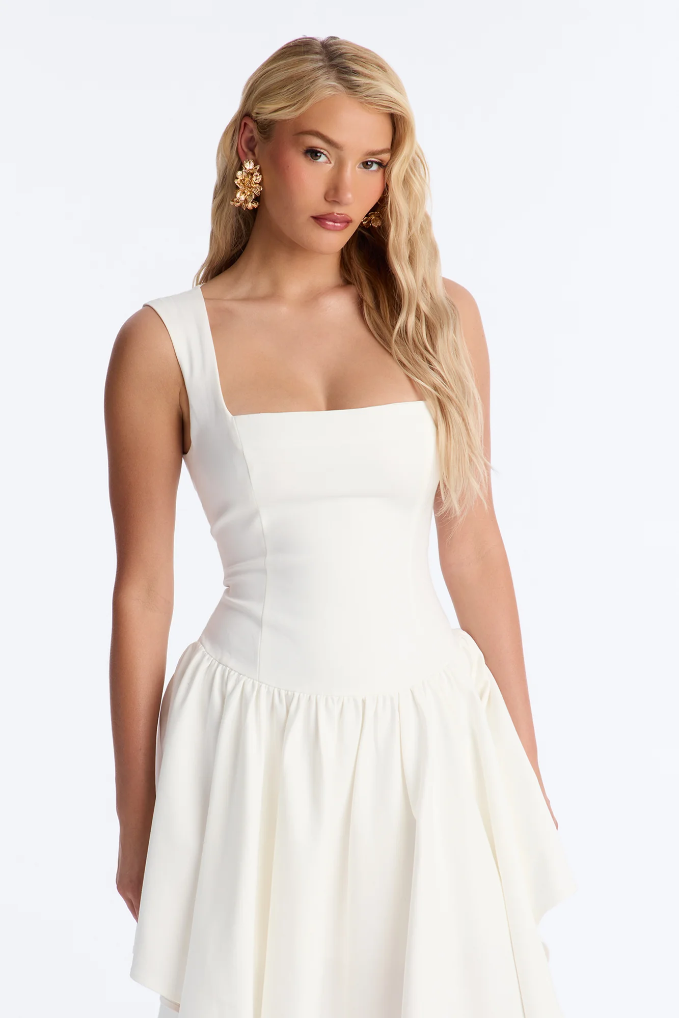 Claire Square Neck Midi Dress - White - Image 2
