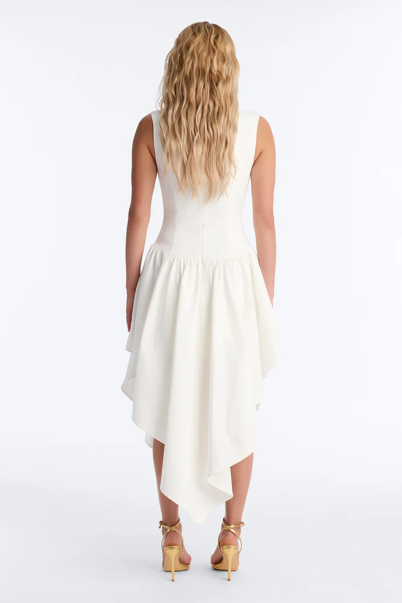 Claire Square Neck Midi Dress - White - Image 4