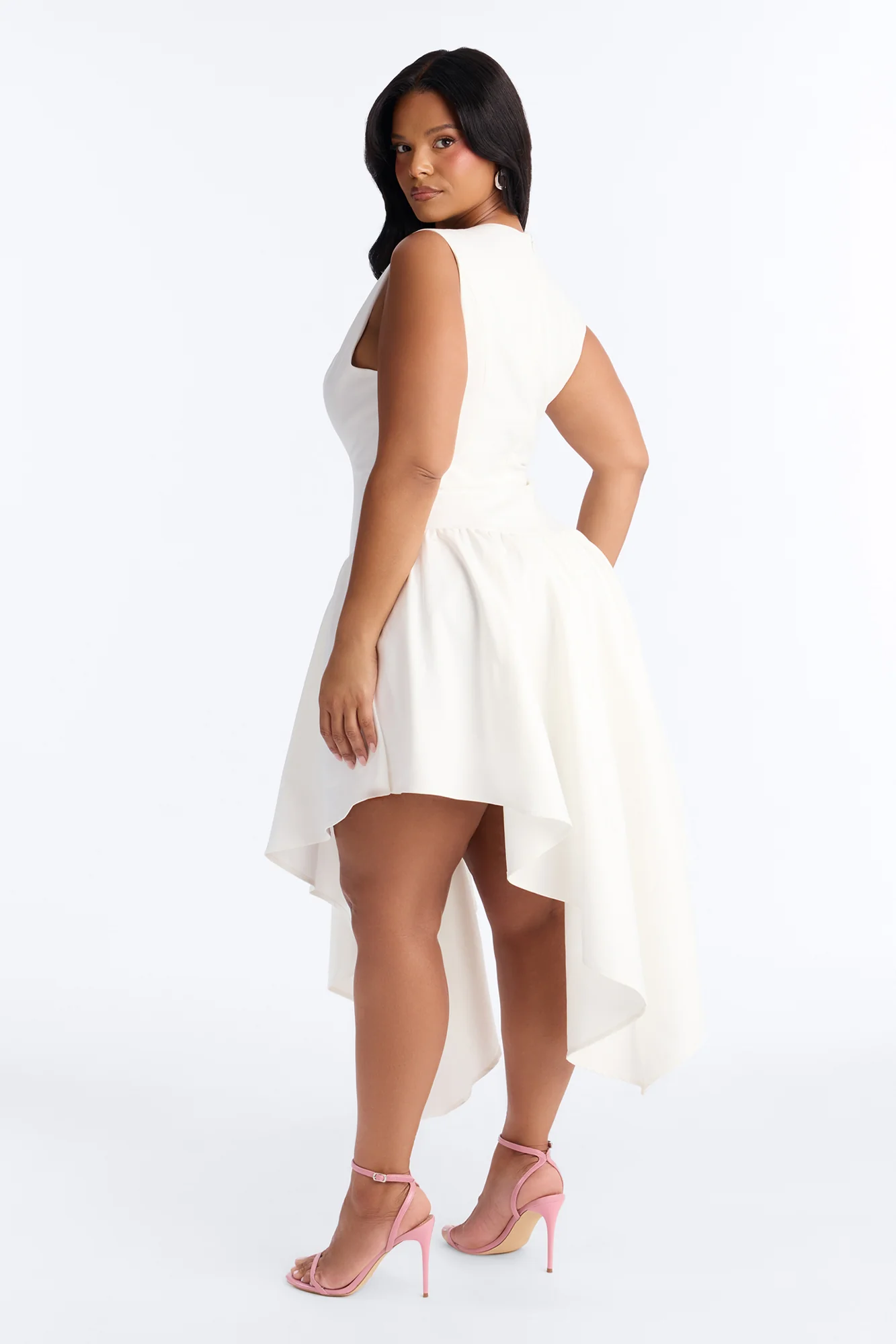 Claire Square Neck Midi Dress - White - Image 8