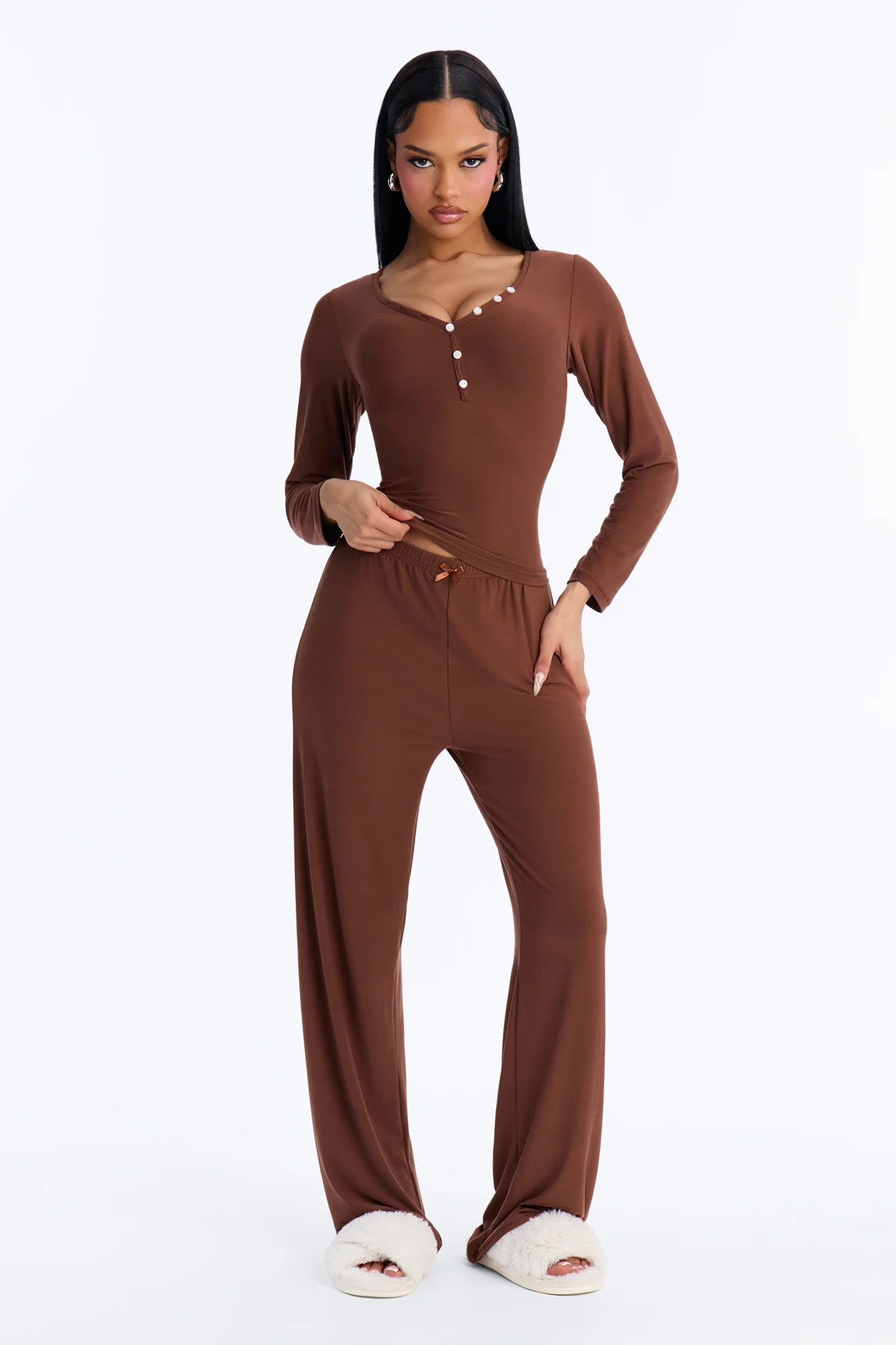 Classic Chill PJ Pant Set - Mocha