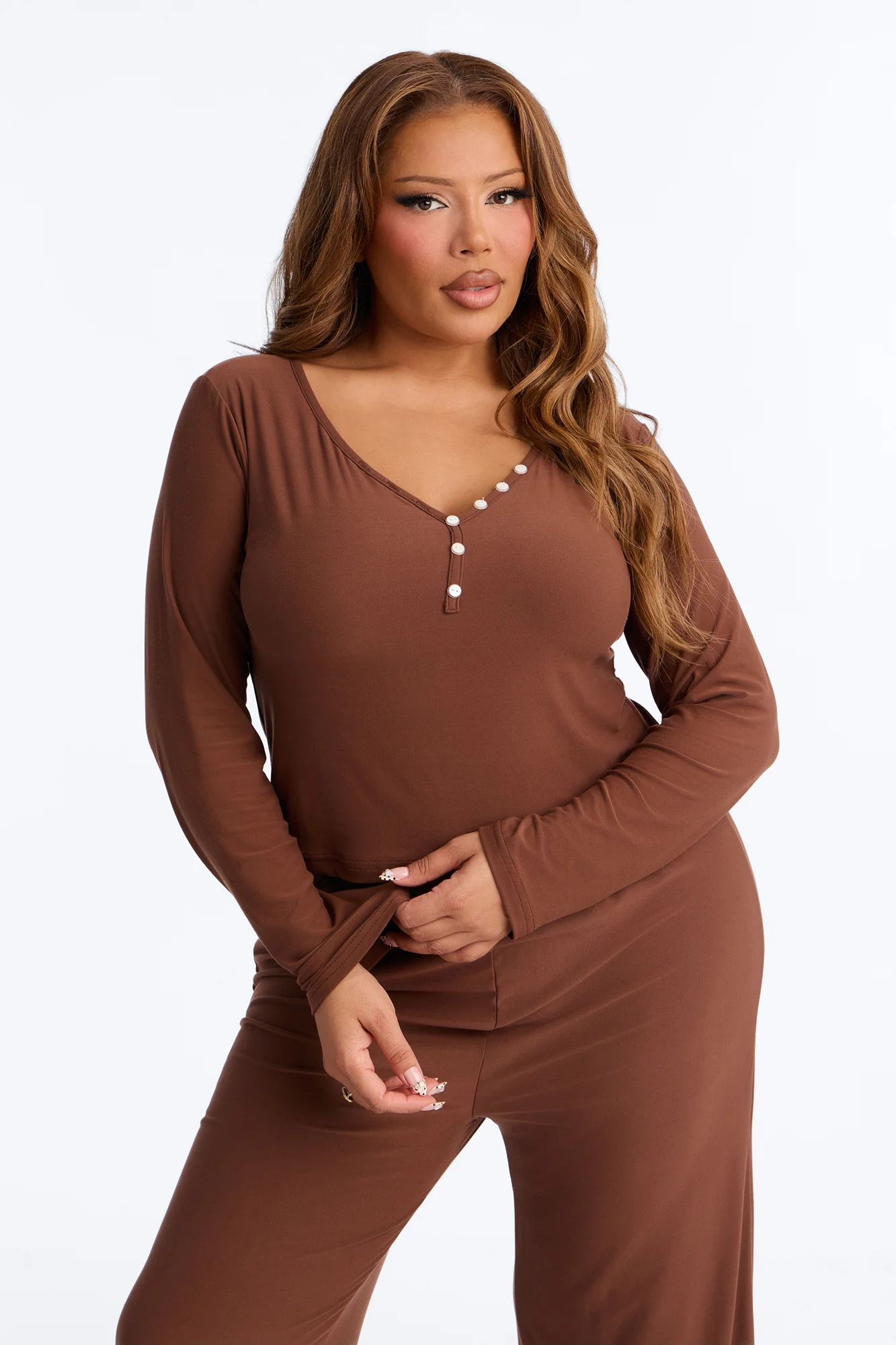 Classic Chill PJ Pant Set - Mocha - Image 6