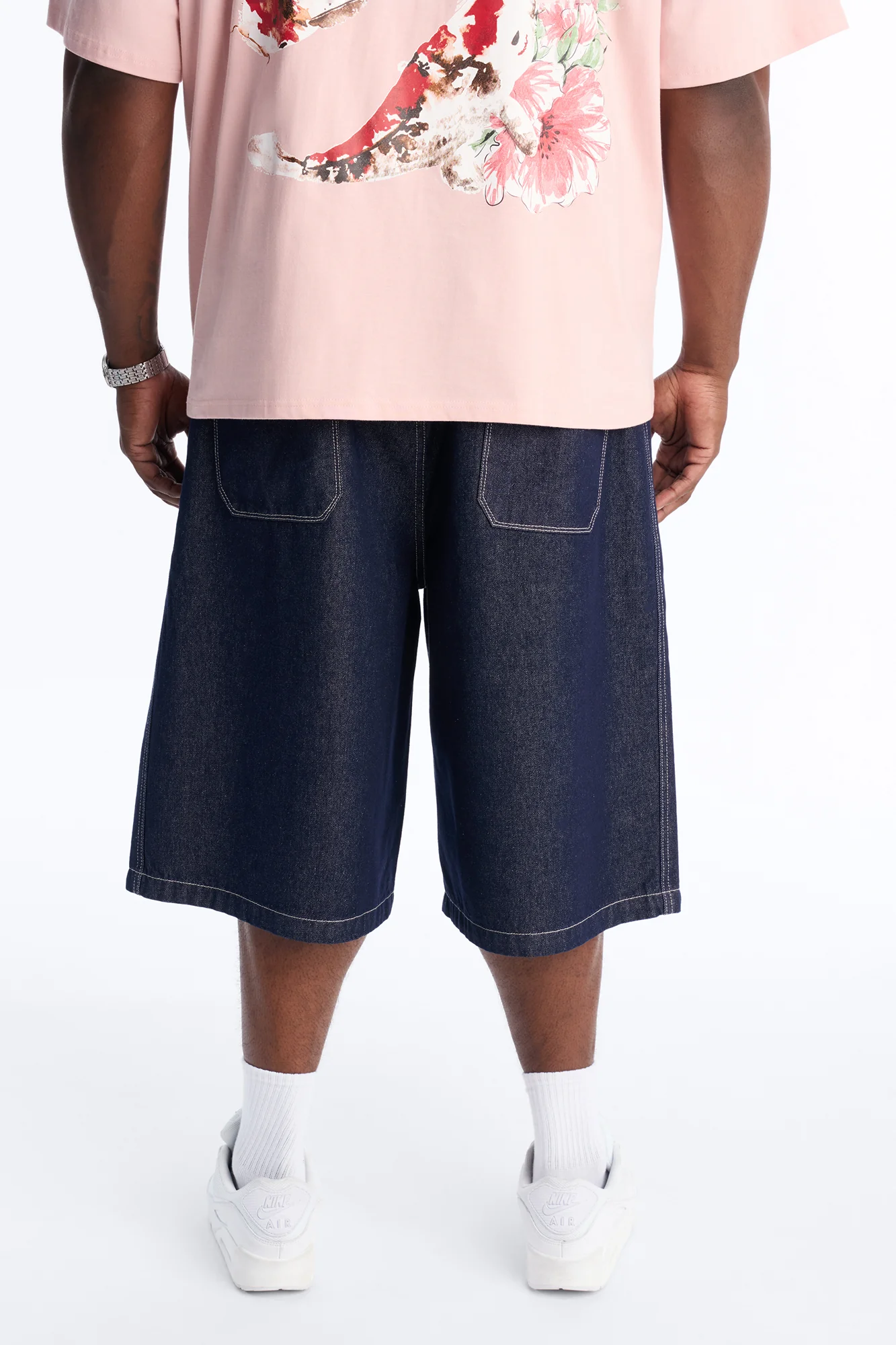 Classic Cuff Baggy Denim Short - Dark Wash - Image 9