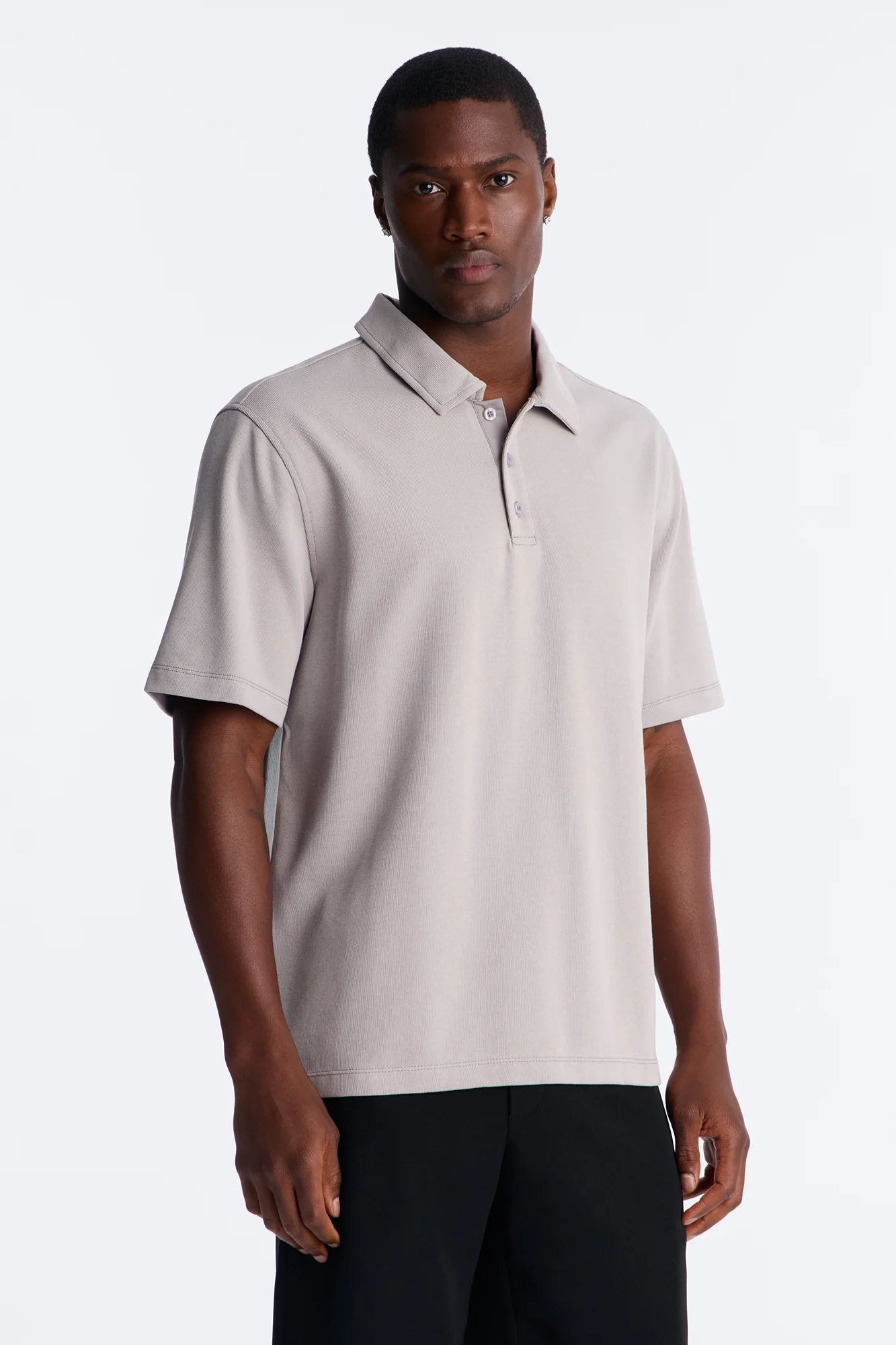 Classic Ribbed Clean Finish Polo - Grey