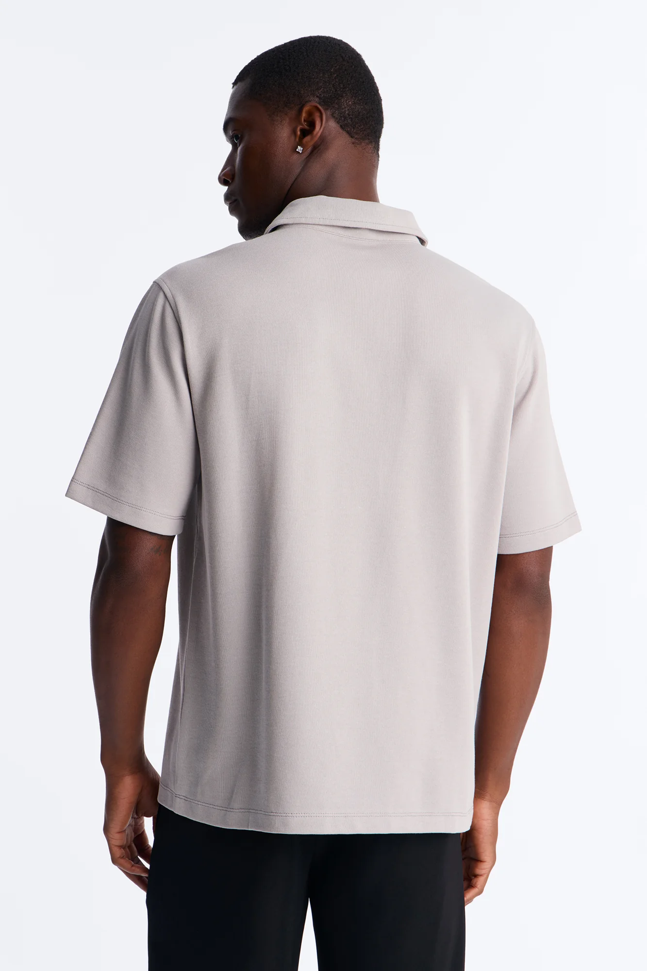 Classic Ribbed Clean Finish Polo - Grey - Image 4