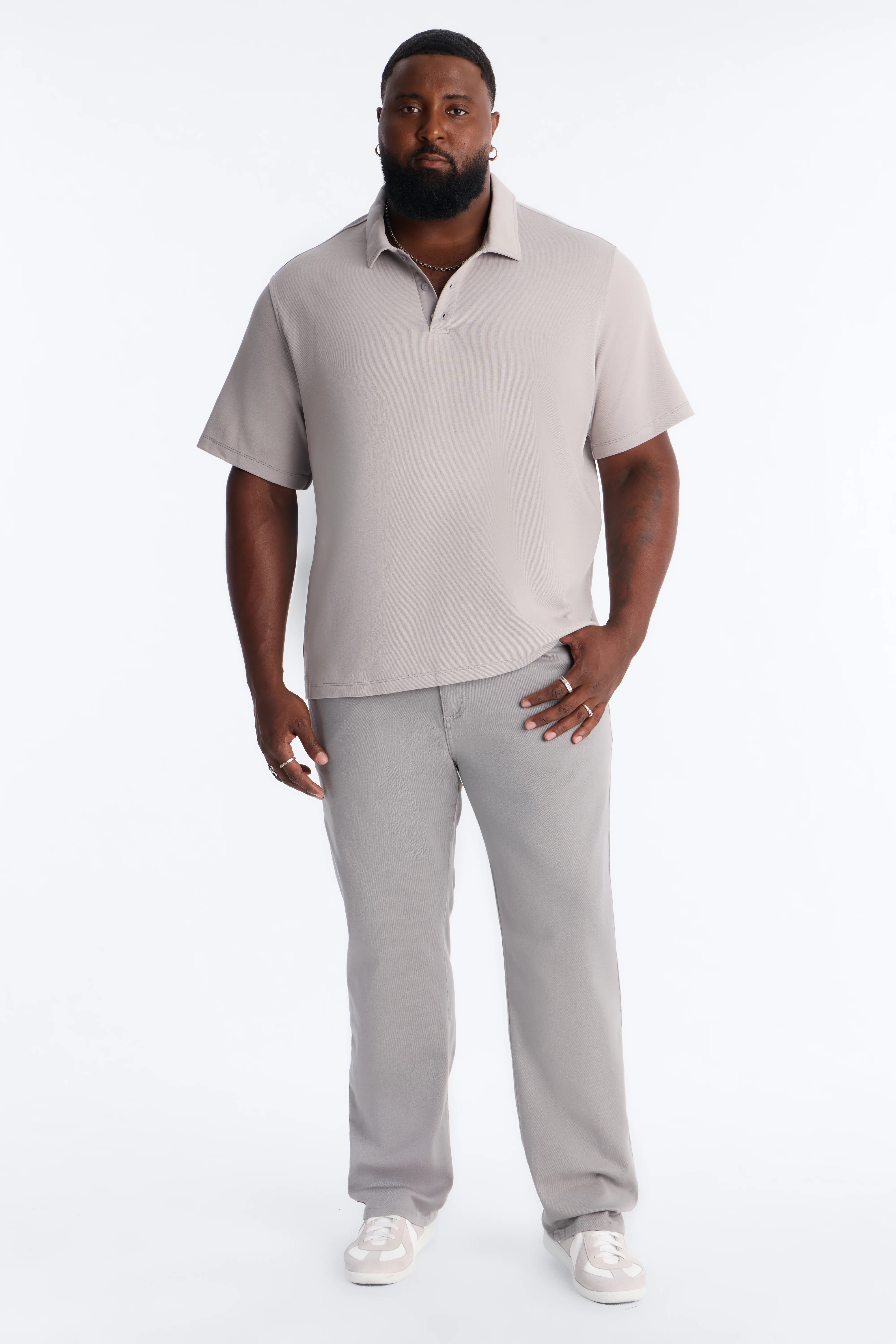 Classic Ribbed Clean Finish Polo - Grey - Image 6