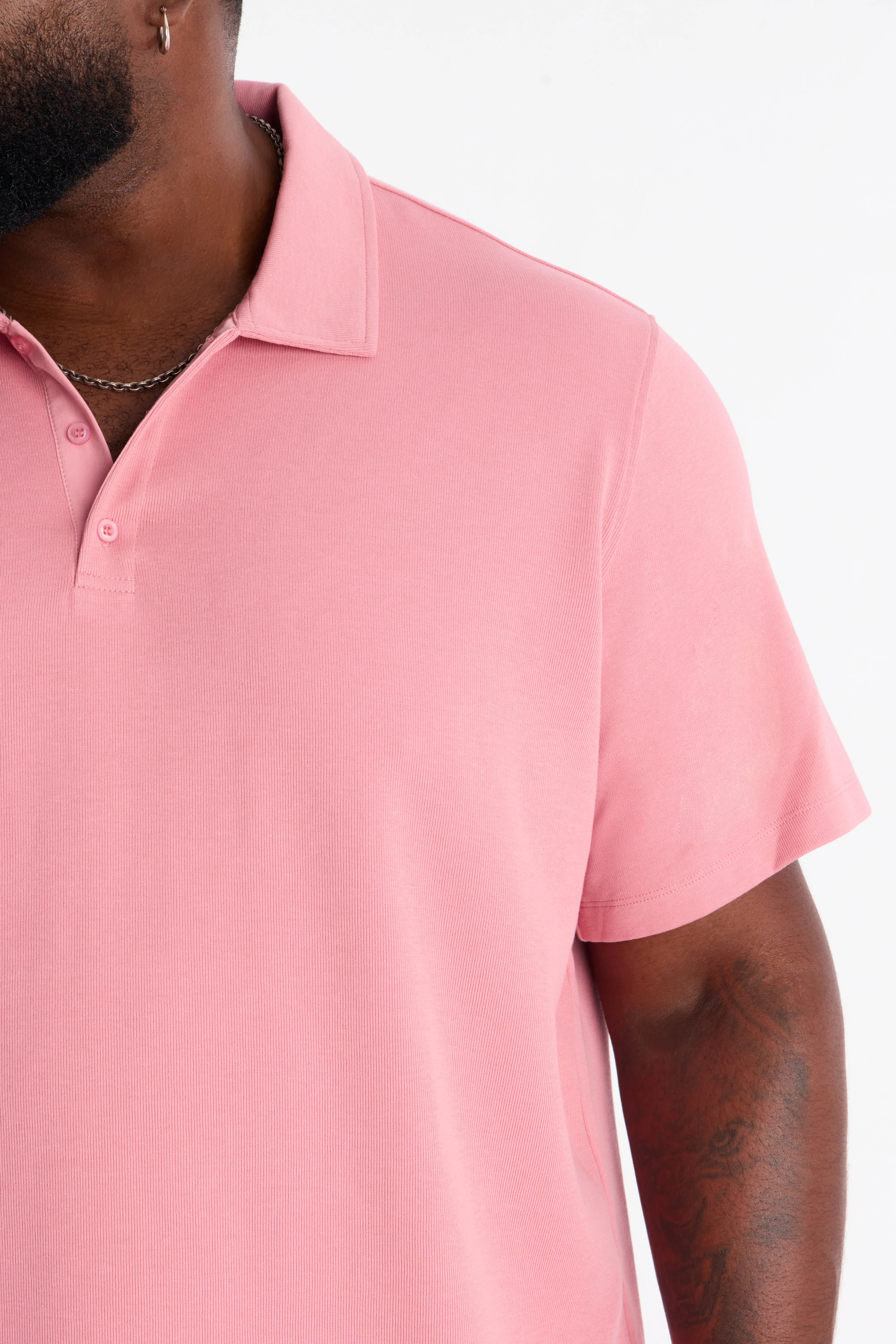 Classic Ribbed Clean Finish Polo - Pink - Image 8