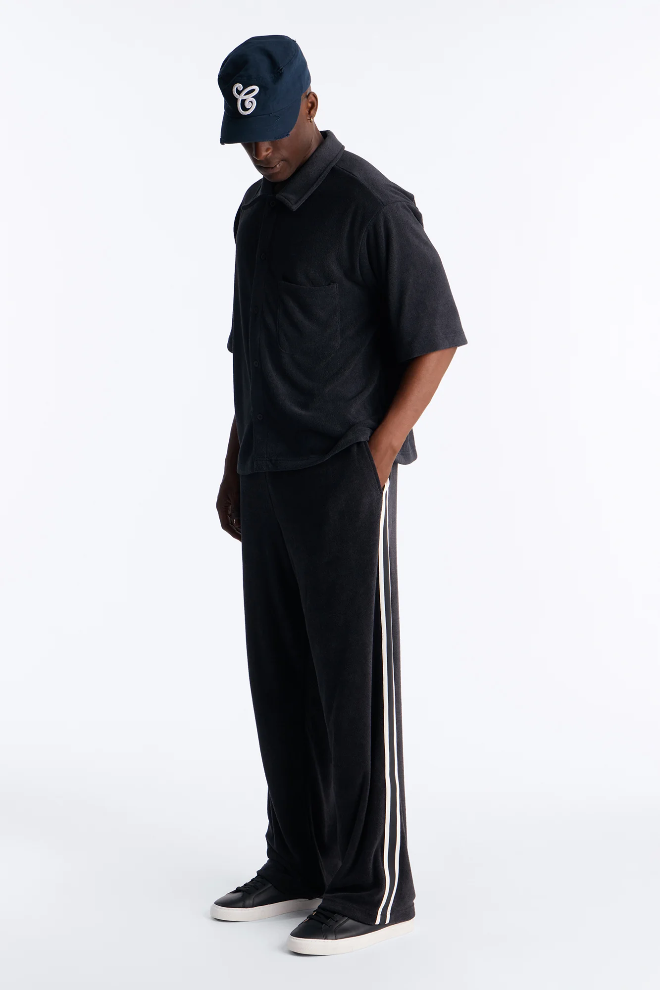 Classic Terry Cloth Baggy Pant - Black/combo - Image 2