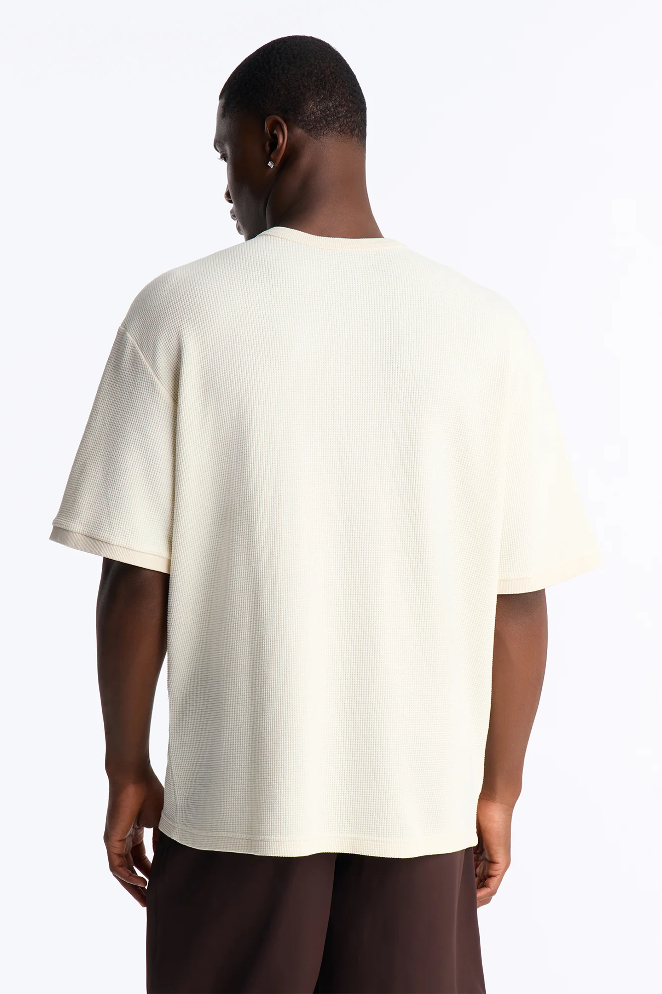 Classic Waffle Henley Tee - Cream - Image 3