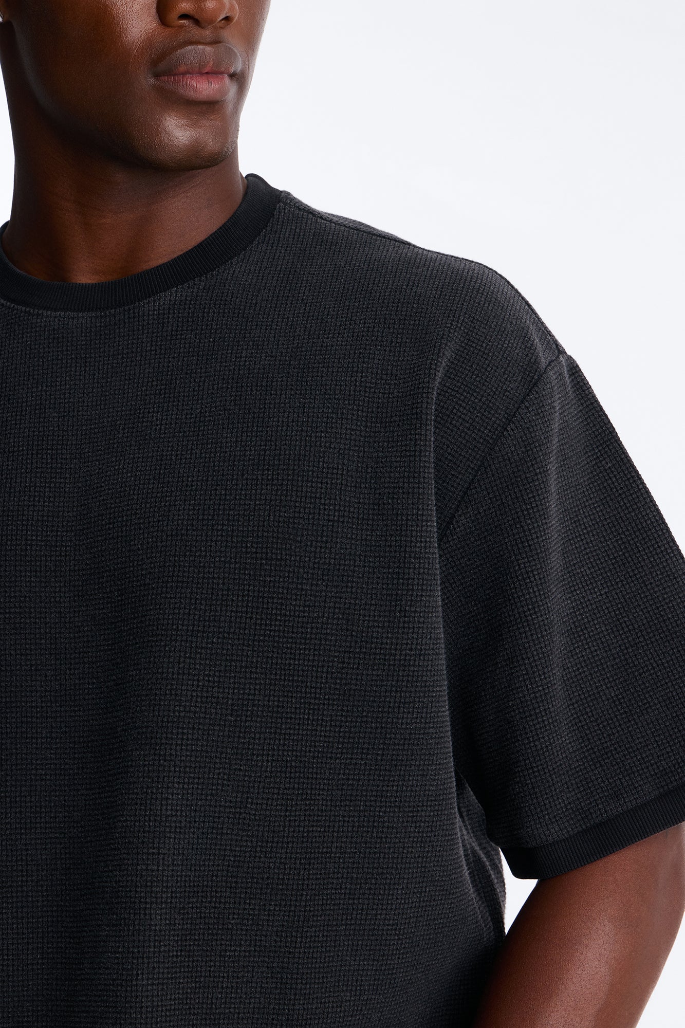 Classic Waffle Tee - Black - Image 3