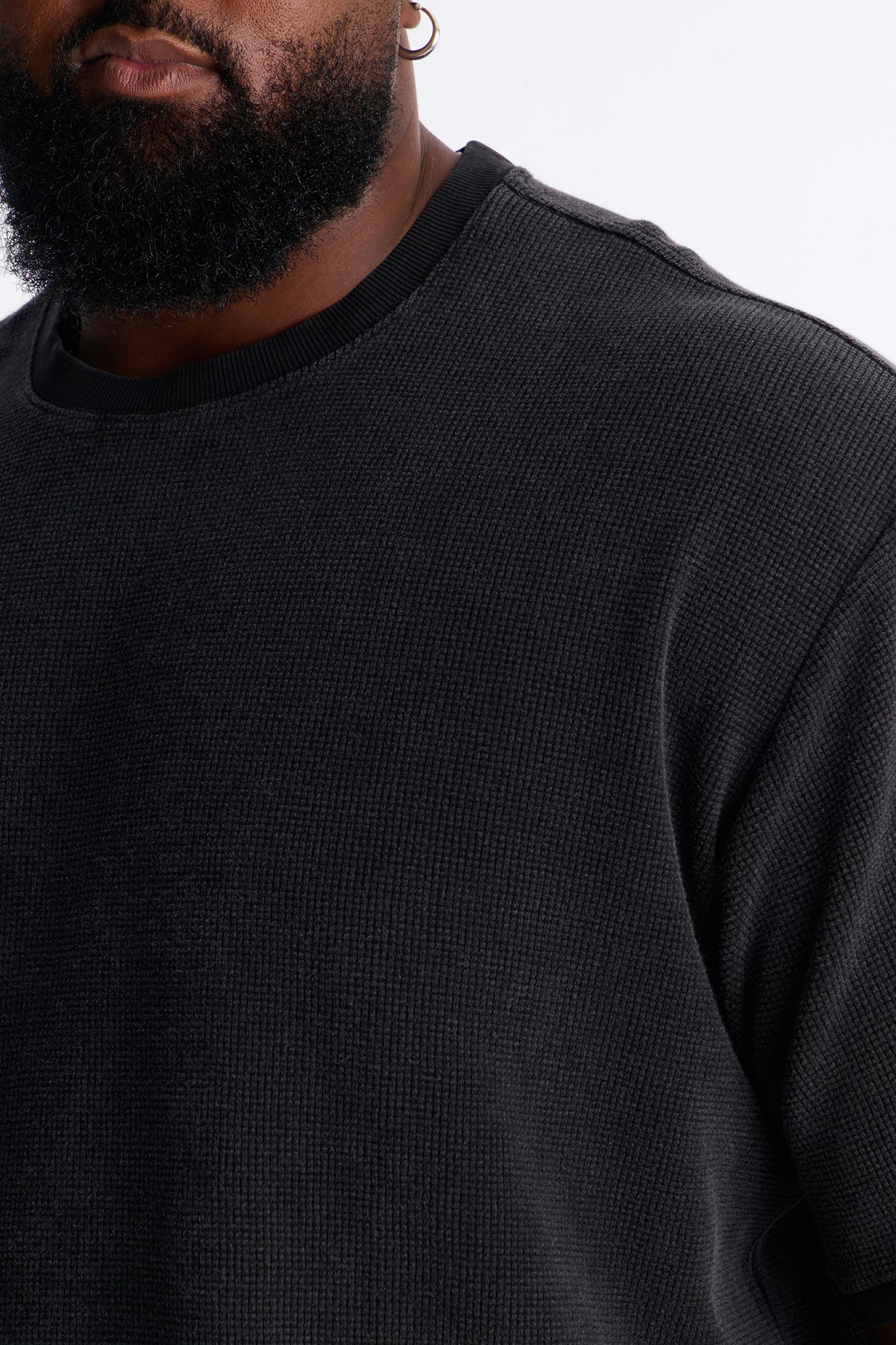 Classic Waffle Tee - Black - Image 7