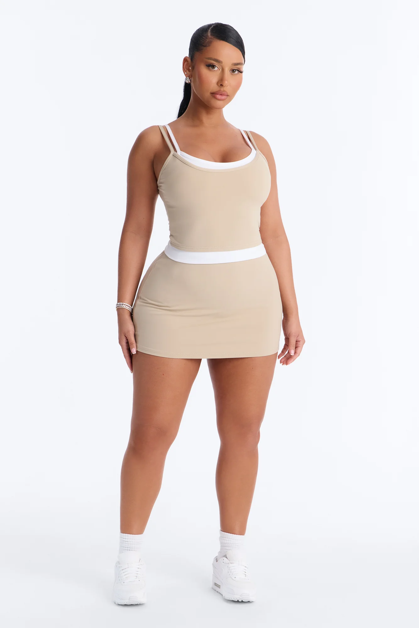 Claudia Mini Skirt Set - Taupe