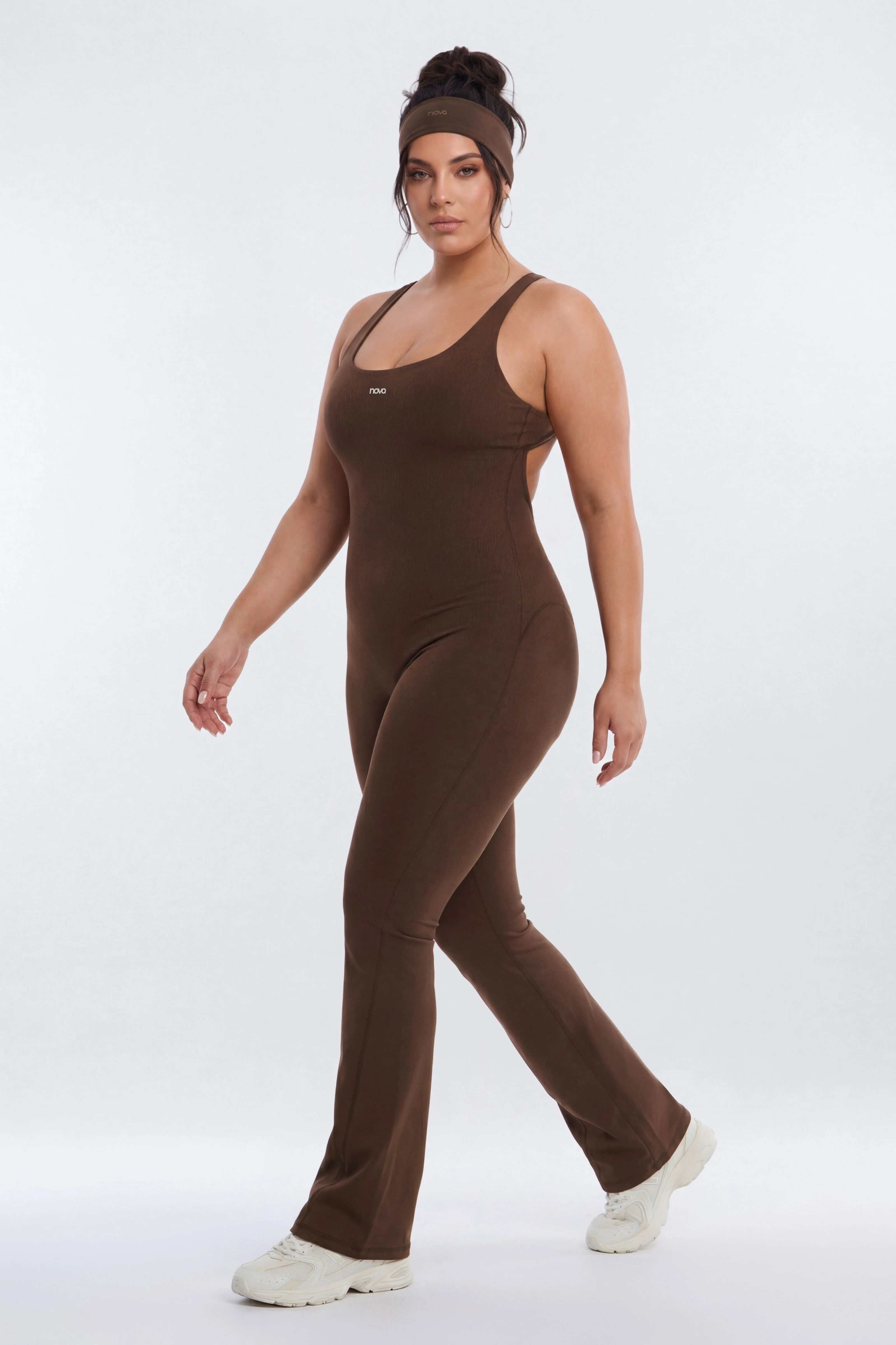CloudForm™ 32″ Inseam Backless Sports Jumpsuit - Brown - Image 6