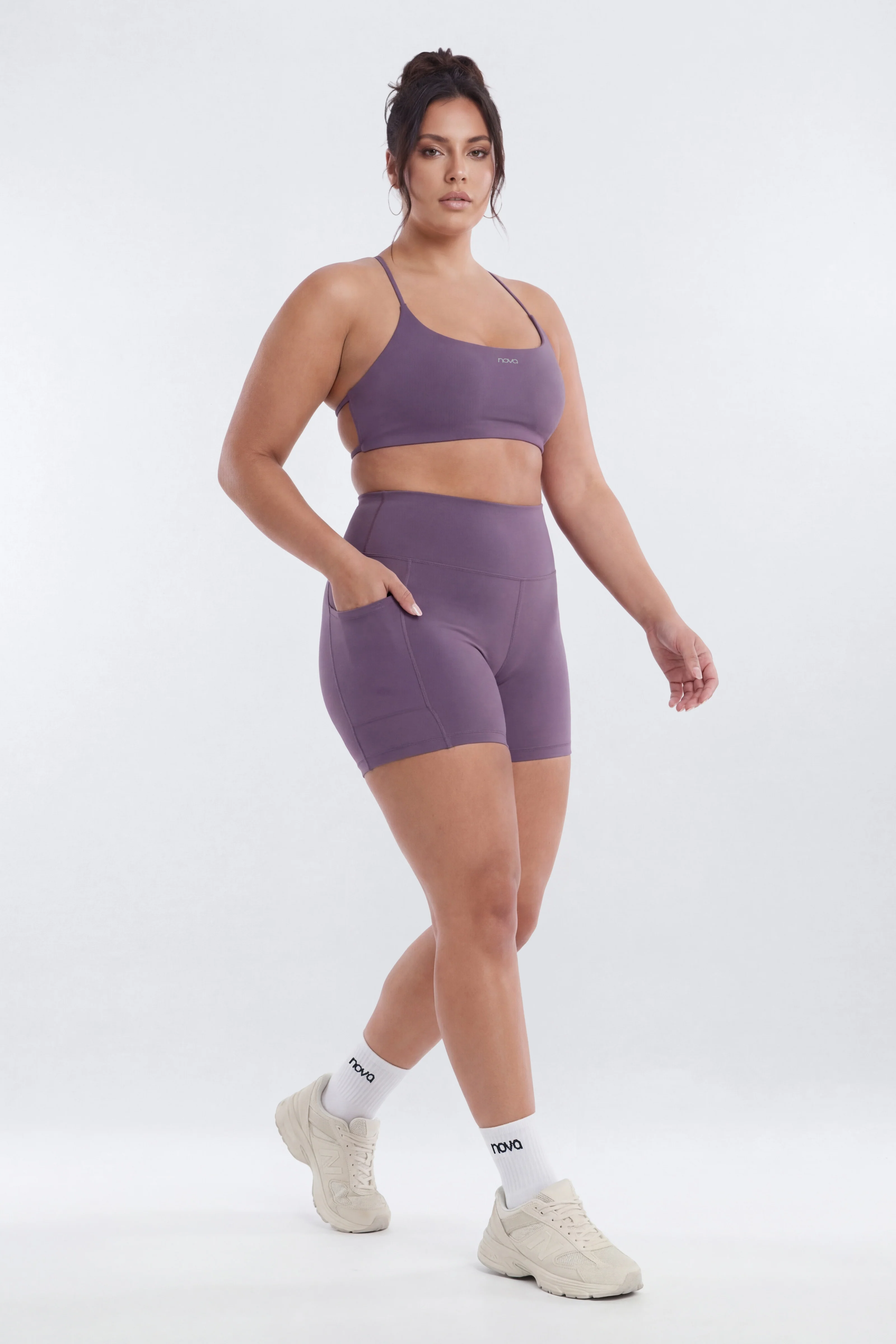 CloudForm™ High Waist 5″ Side Pocket Biker Short - Iris - Image 5