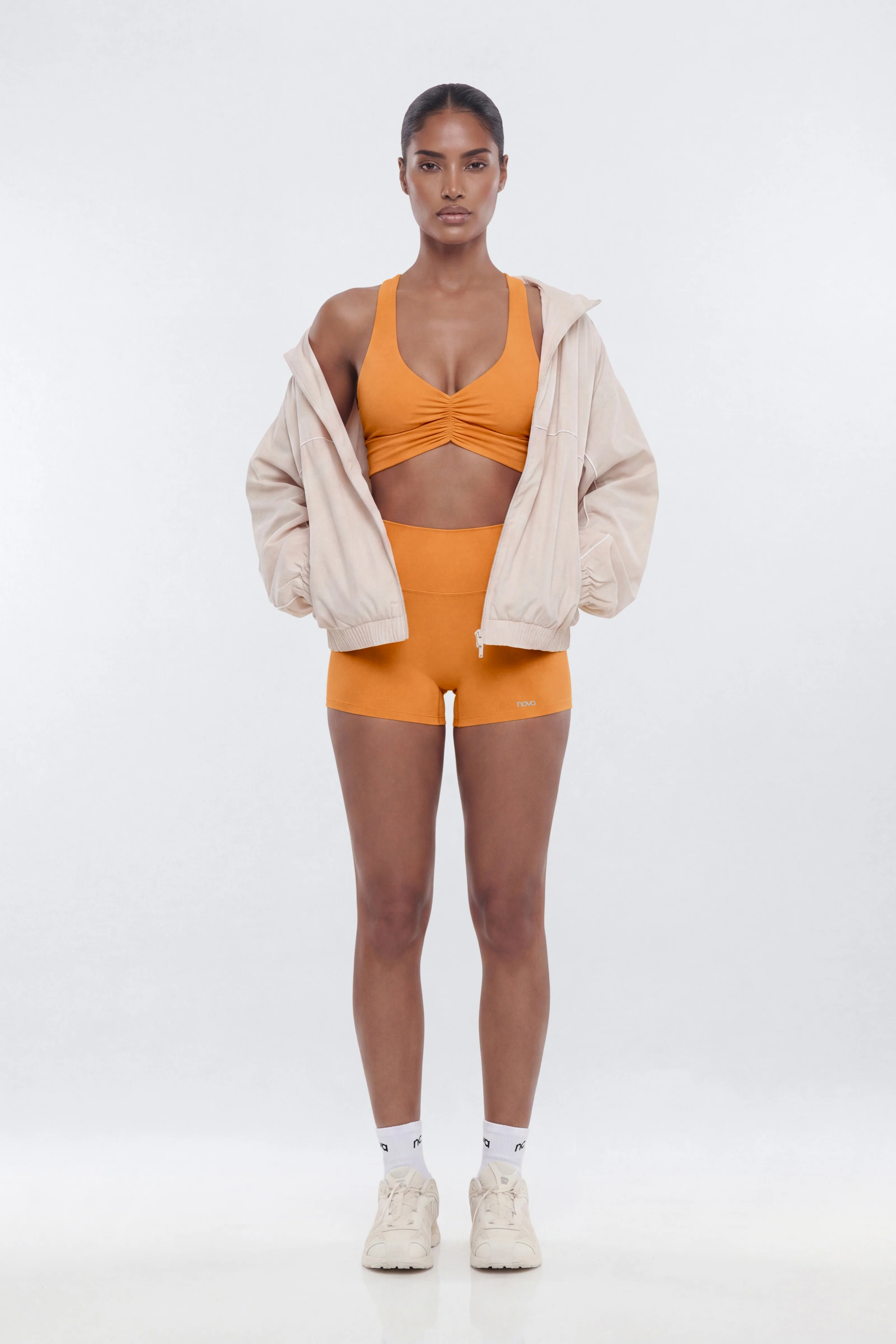 CloudForm™ Ruched Sports Bra - Tangerine - Image 3