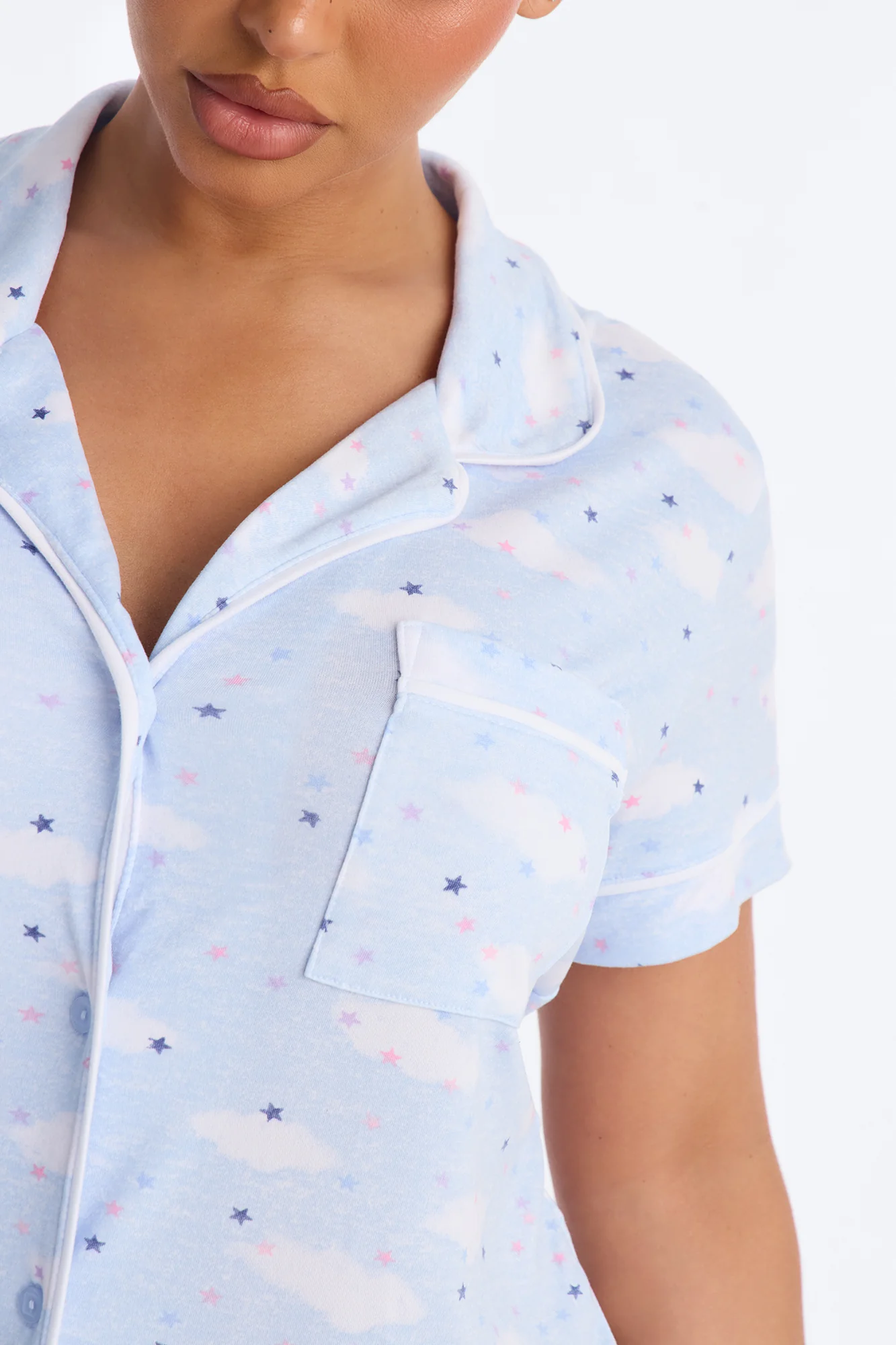 Cloudy Stars Sleep Shirt - Light Blue - Image 2