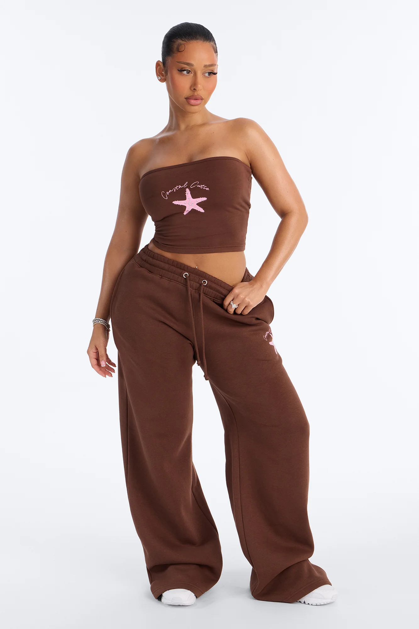 Coastal Comfort Fleece Pant Set - Brown/combo