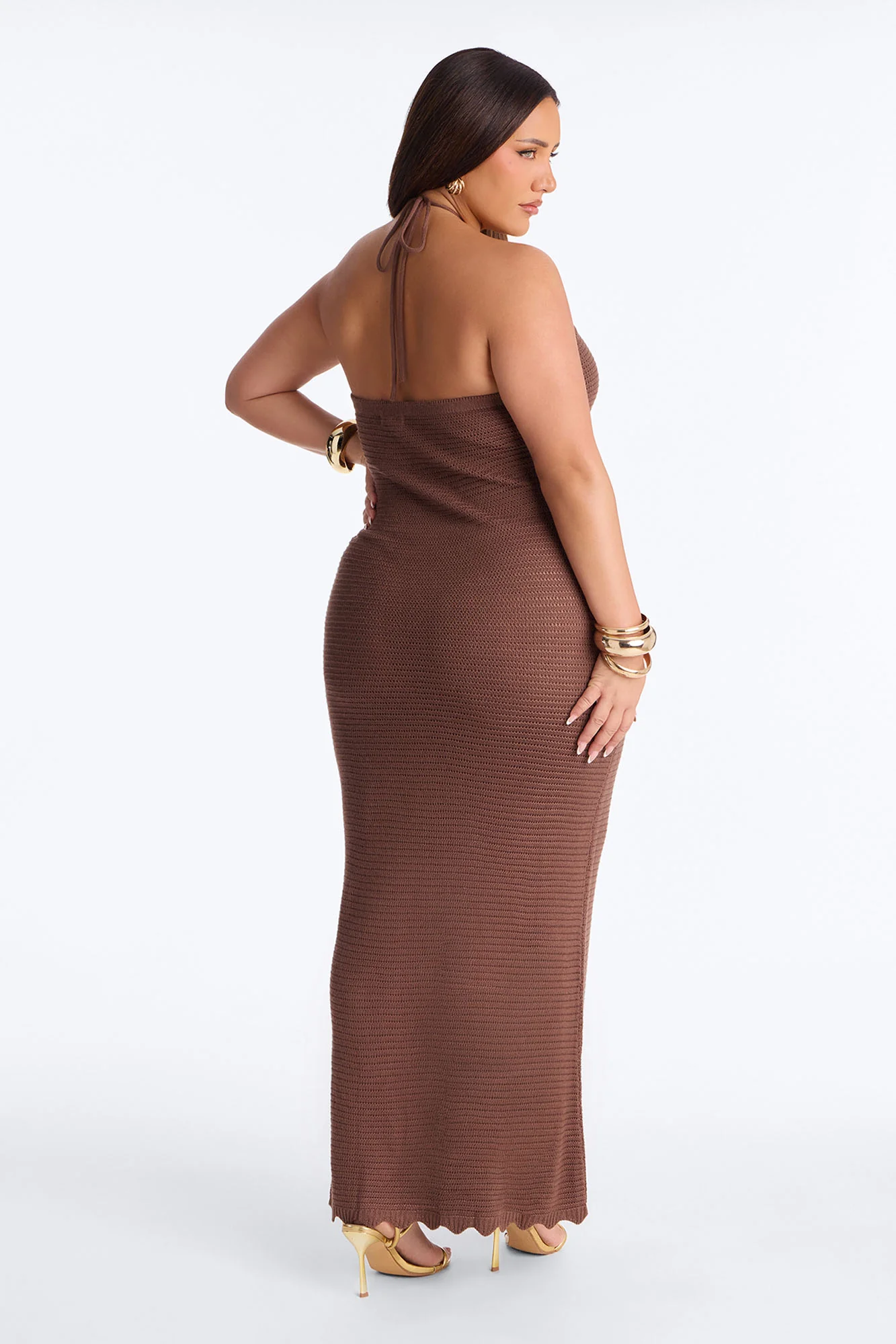 Coastal Escape Crochet Maxi Dress - Brown - Image 7