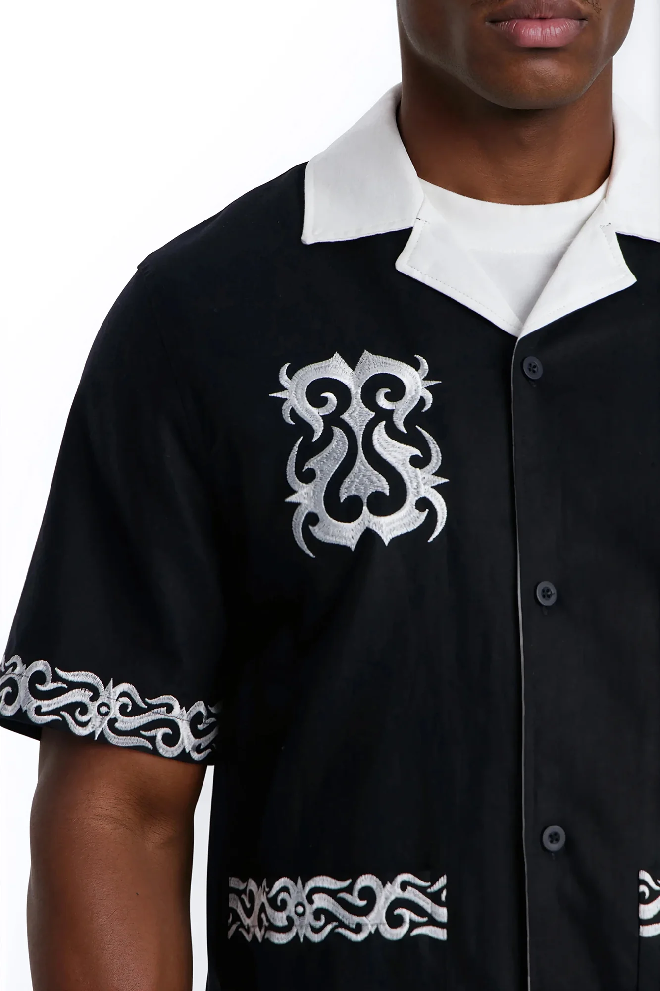 Coastal Isla Cuban Button Up Shirt - Black - Image 3