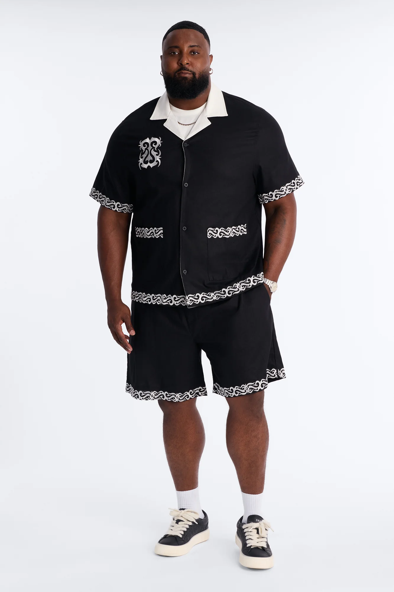Coastal Isla Cuban Button Up Shirt - Black - Image 6