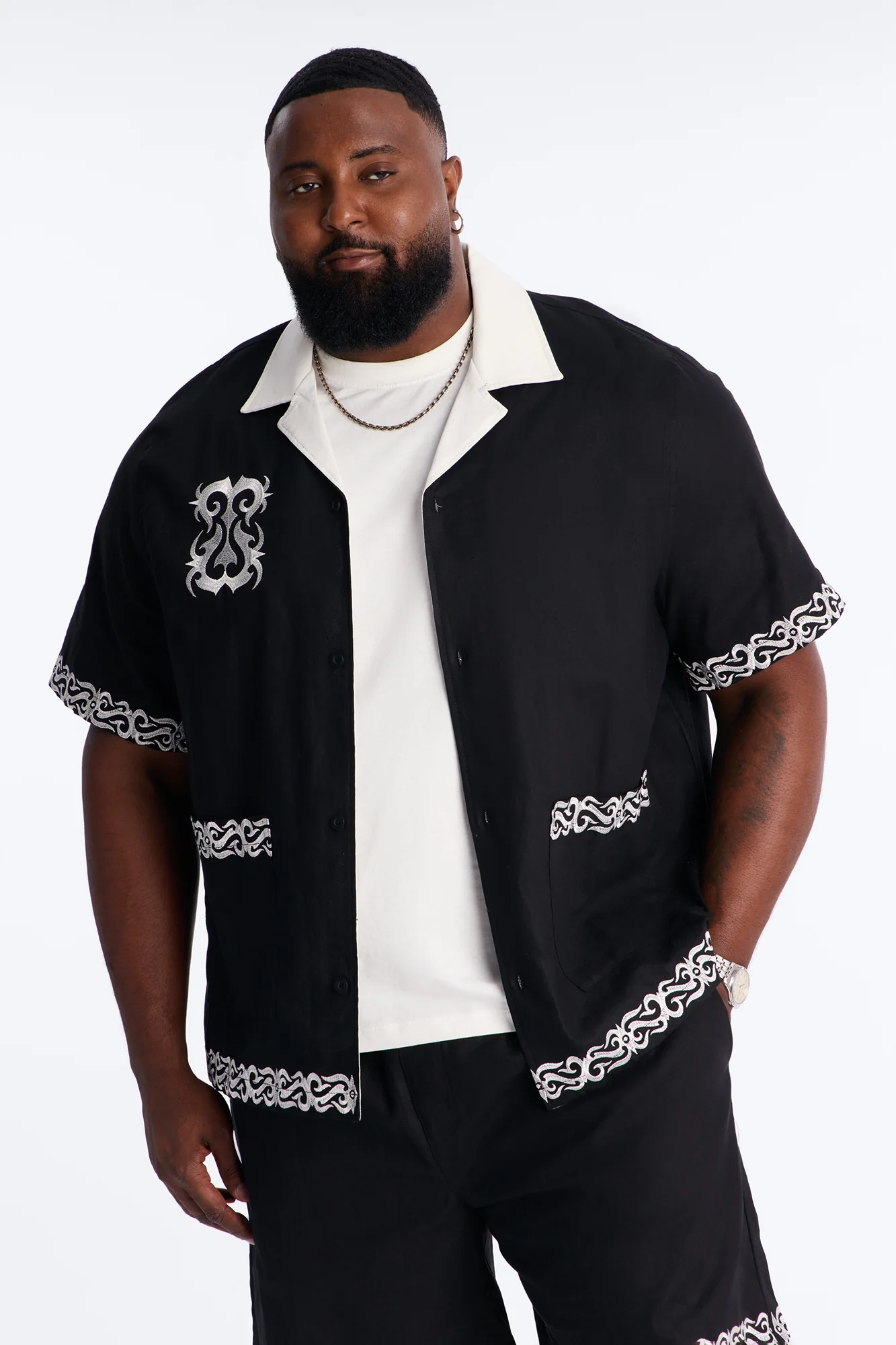 Coastal Isla Cuban Button Up Shirt - Black - Image 7