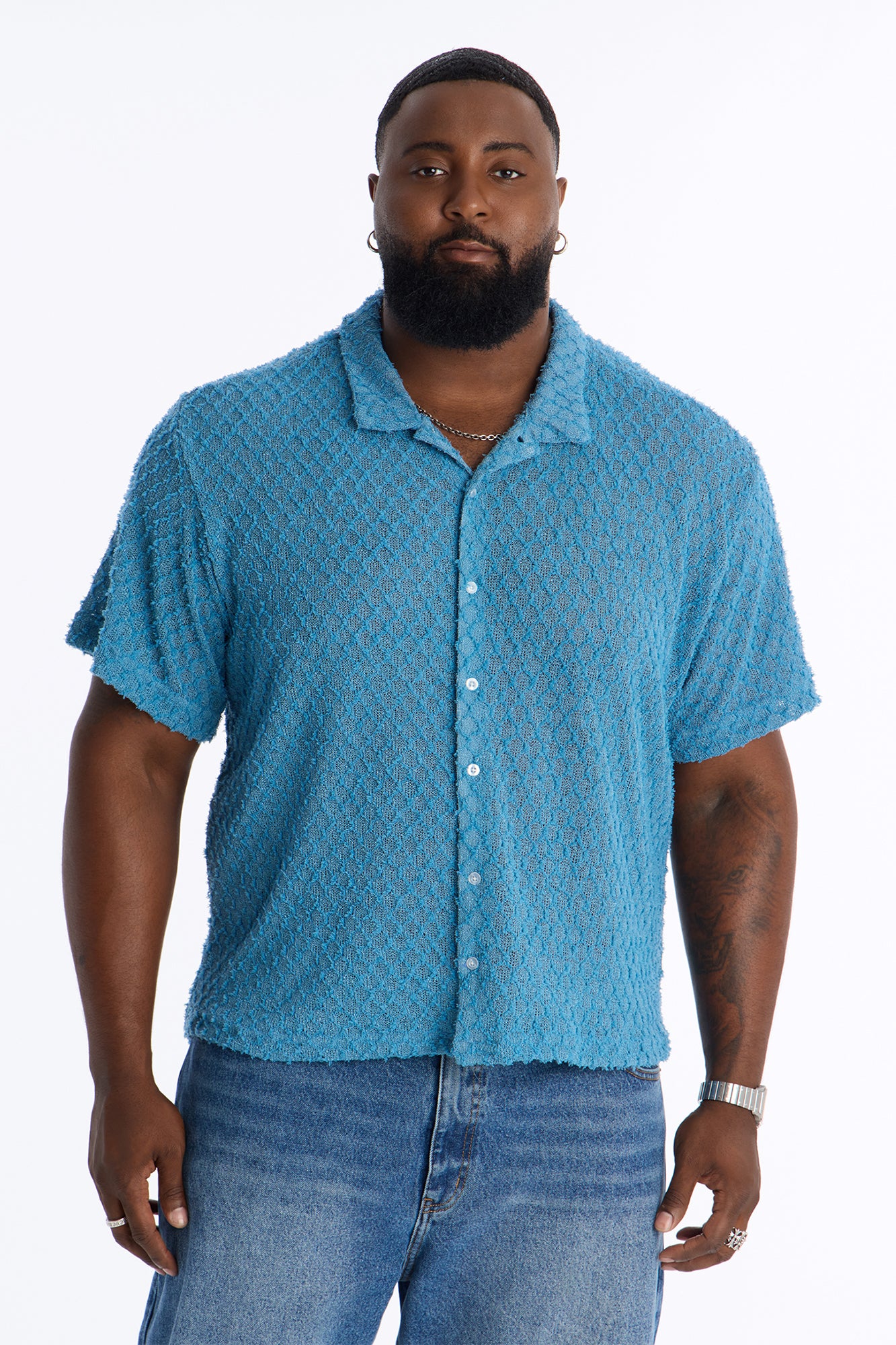 Coastal Plush Full Button Shirt - Blue - Image 4