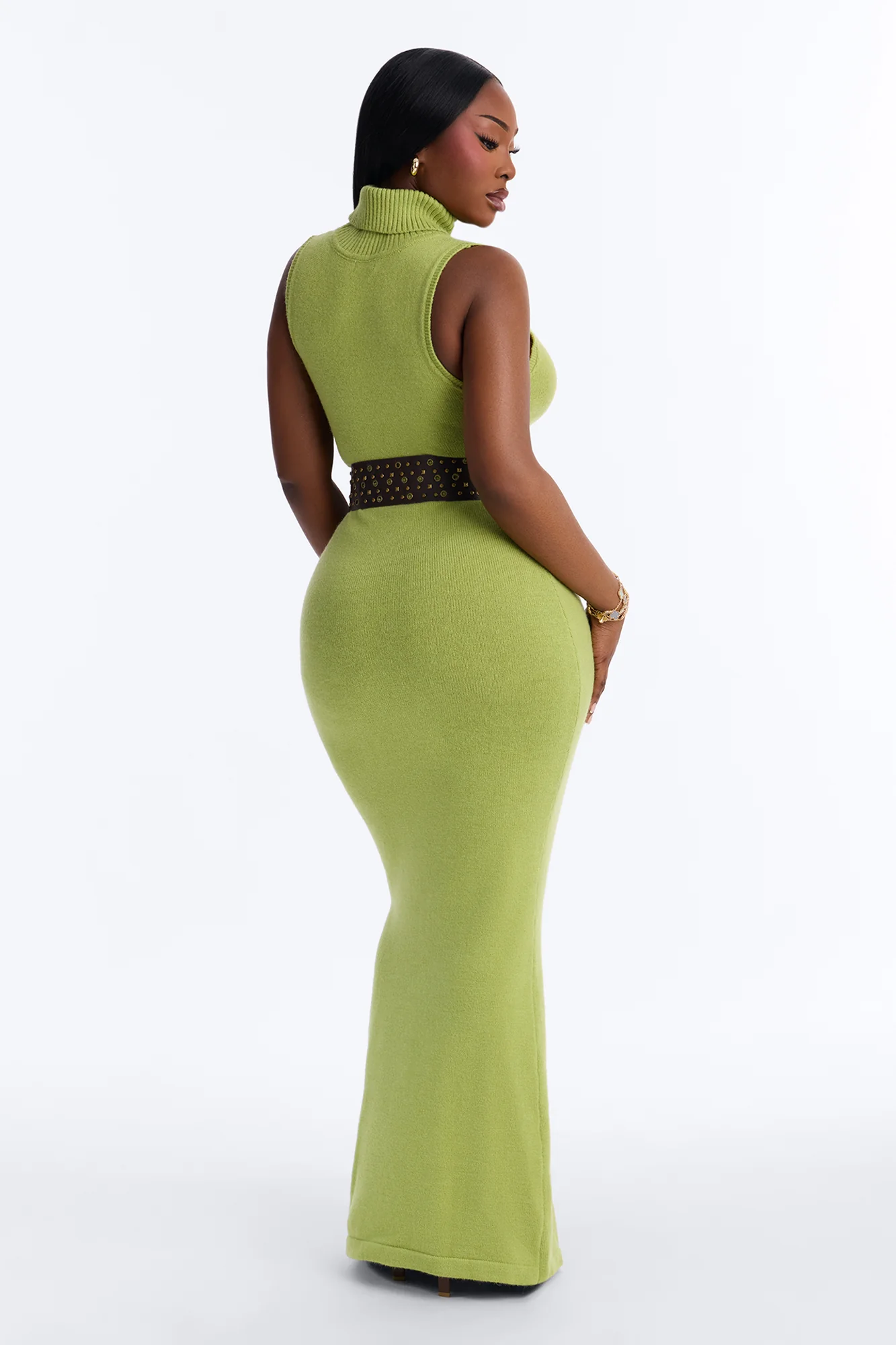 Coco Belted Sweater Maxi Dress - Sage - Image 7