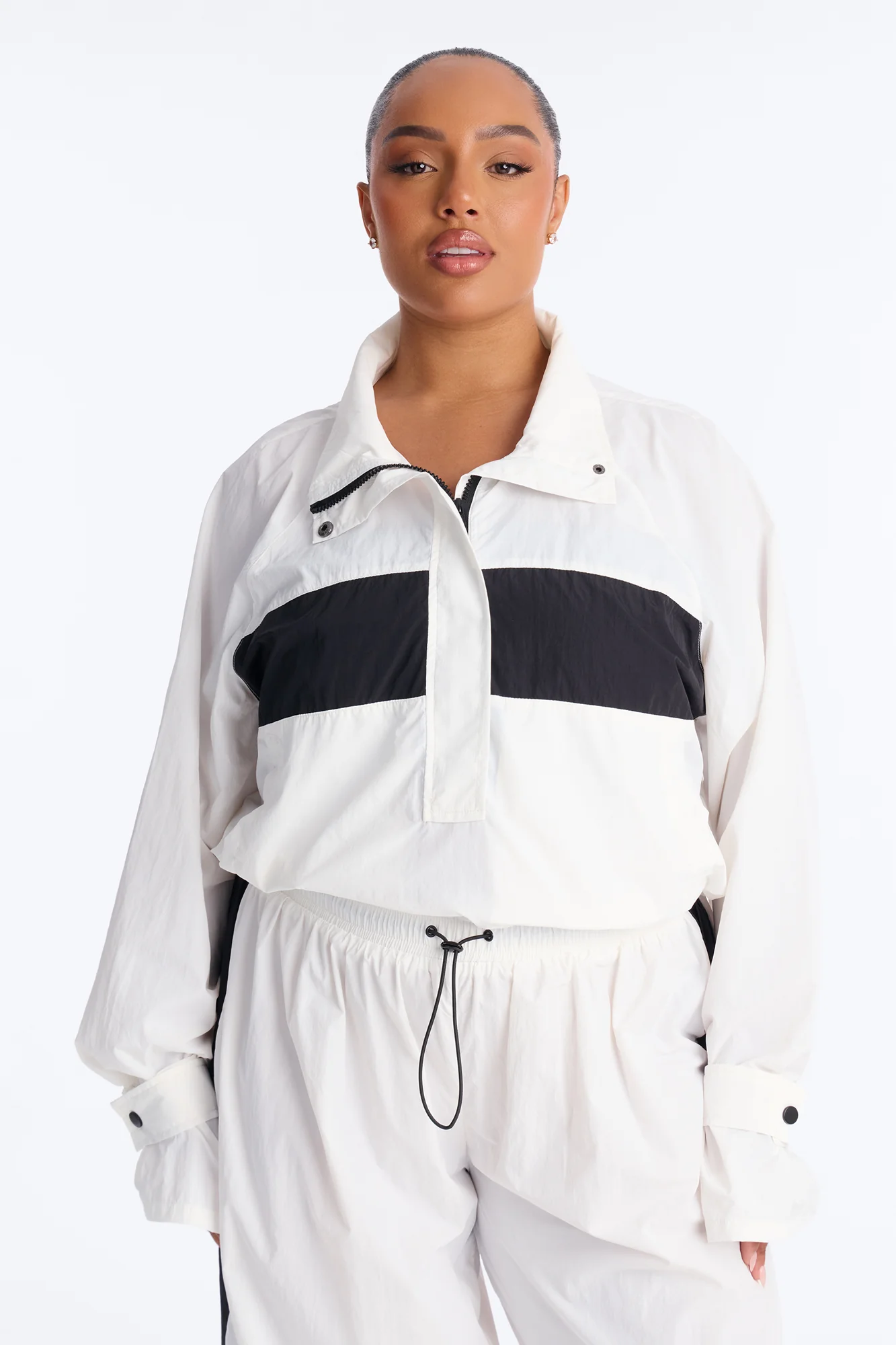 Colette Nylon Pant Set - White/Black - Image 7