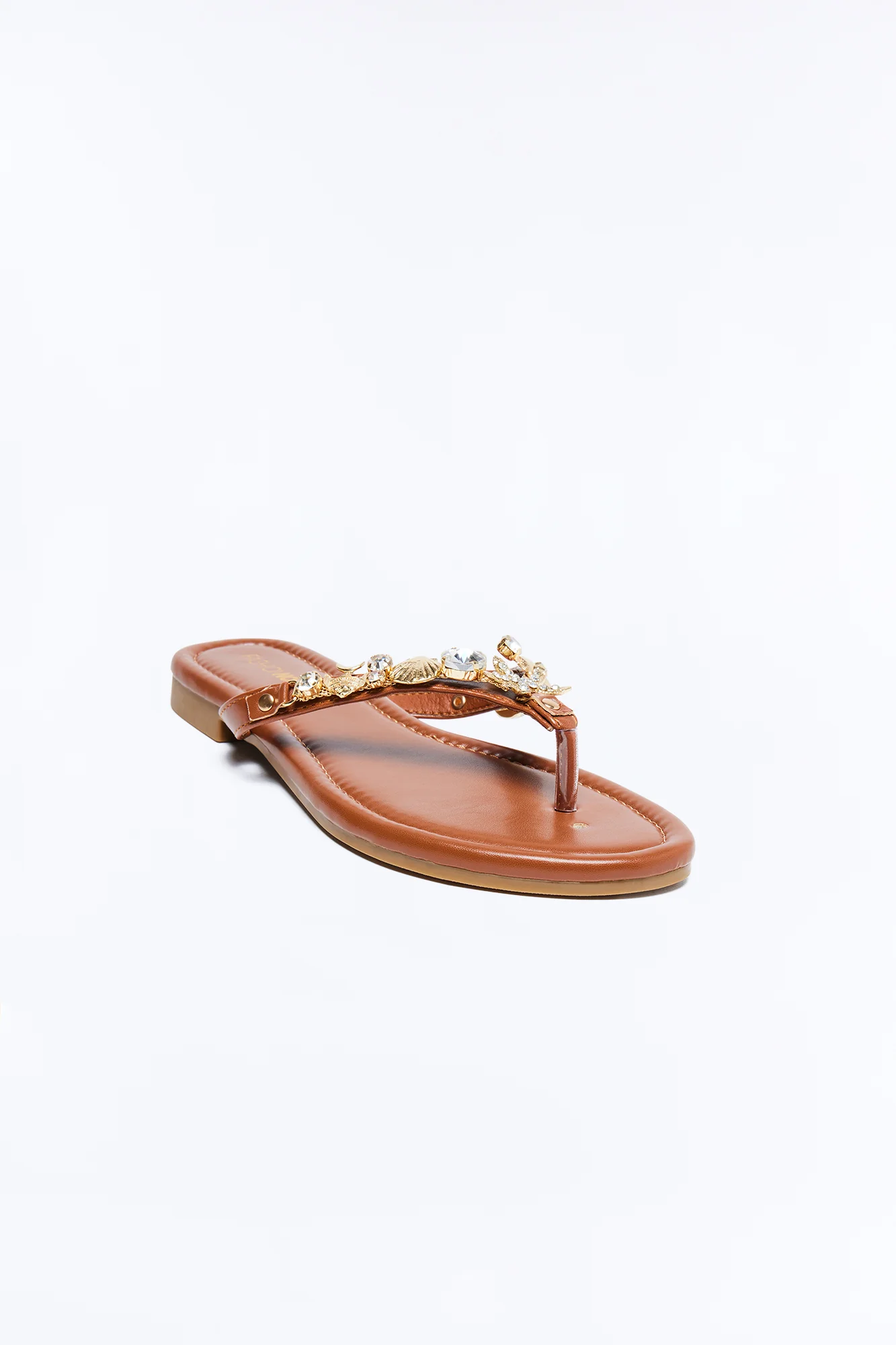 Conch Shell Hardware Flip Flops - Brown - Image 2