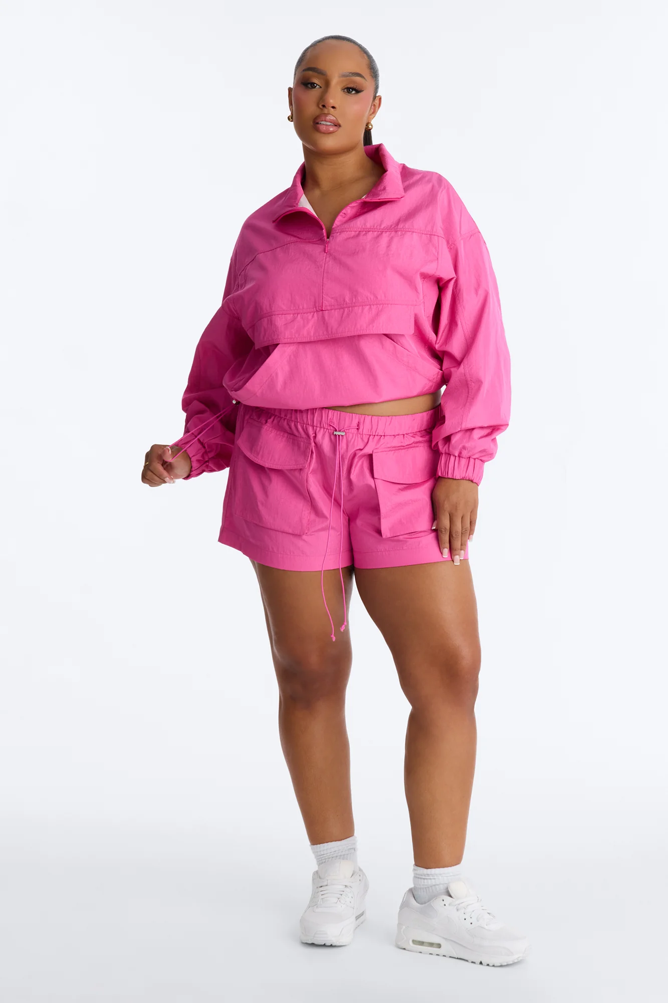 Connie High Neck Quarter Zip Windbreaker Jacket - Pink - Image 6