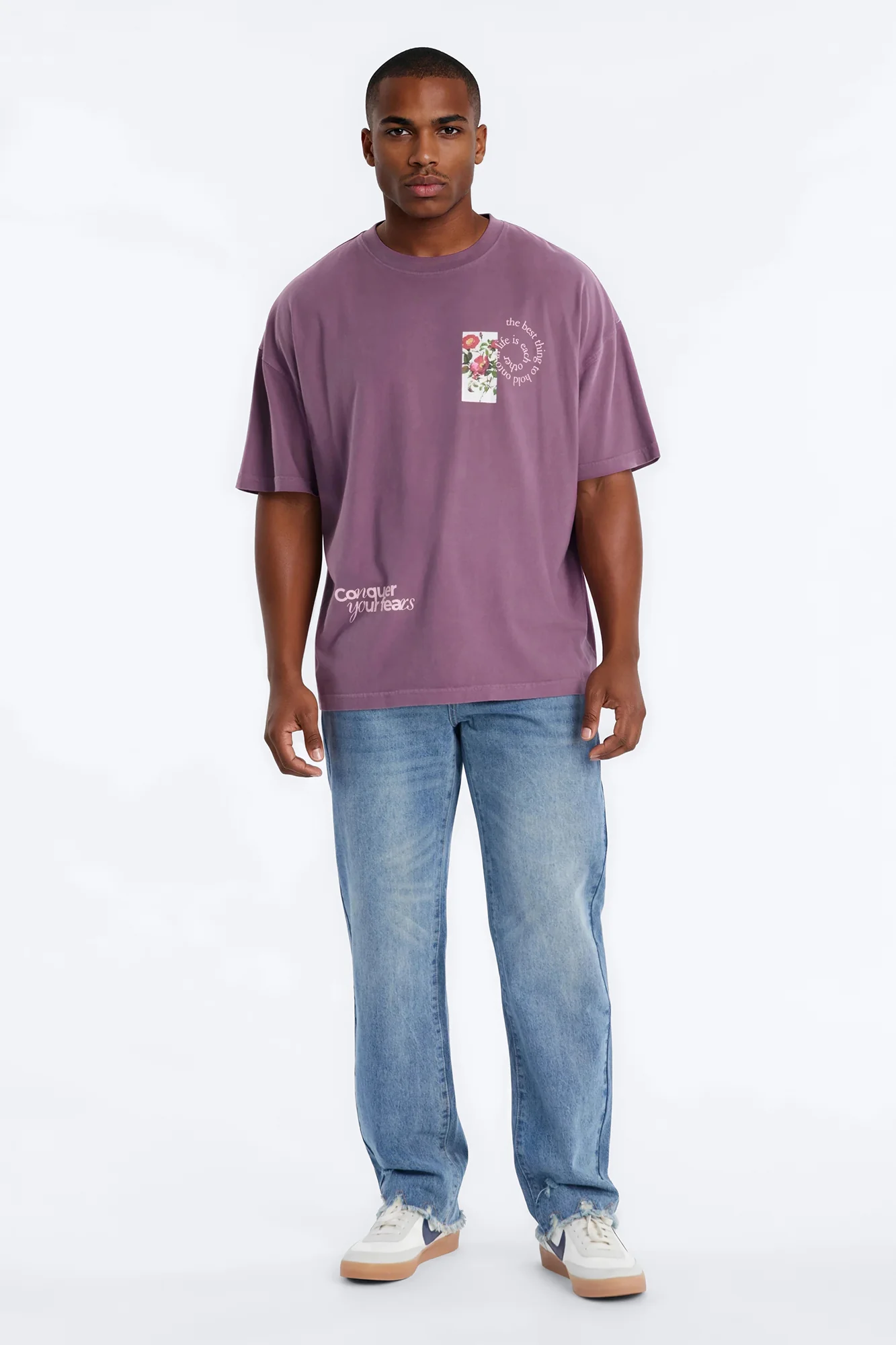 Conquer Your Fears Love Oversized Short Sleeve Tee - Purple - Image 2