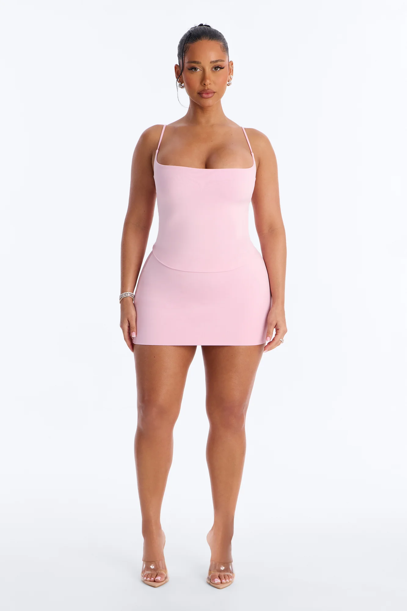 Contour Double Lined Cami Top - Light Pink - Image 2